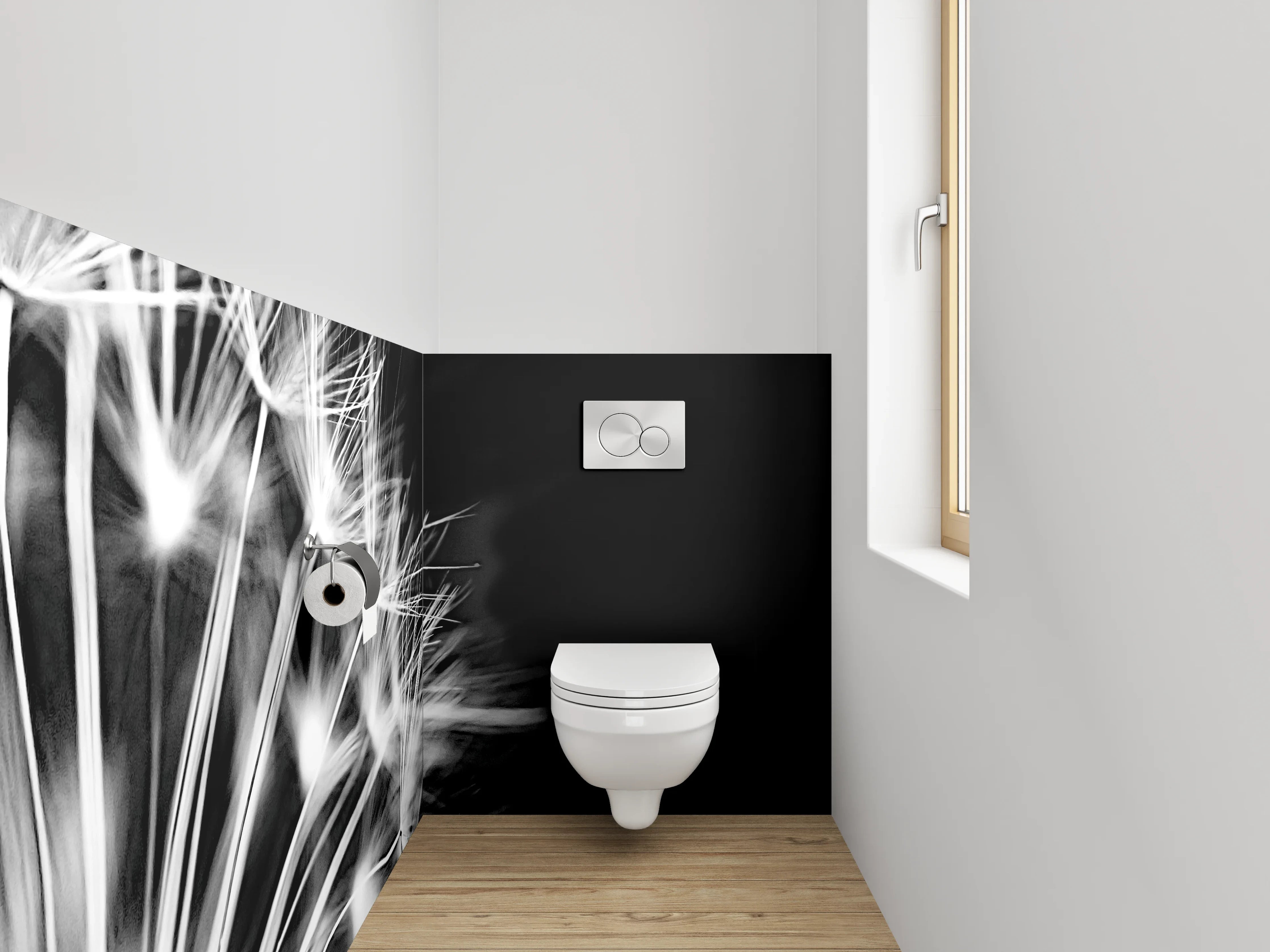 WC-Rückwand - Schwarz-Weiß Pusteblume Fotokunst