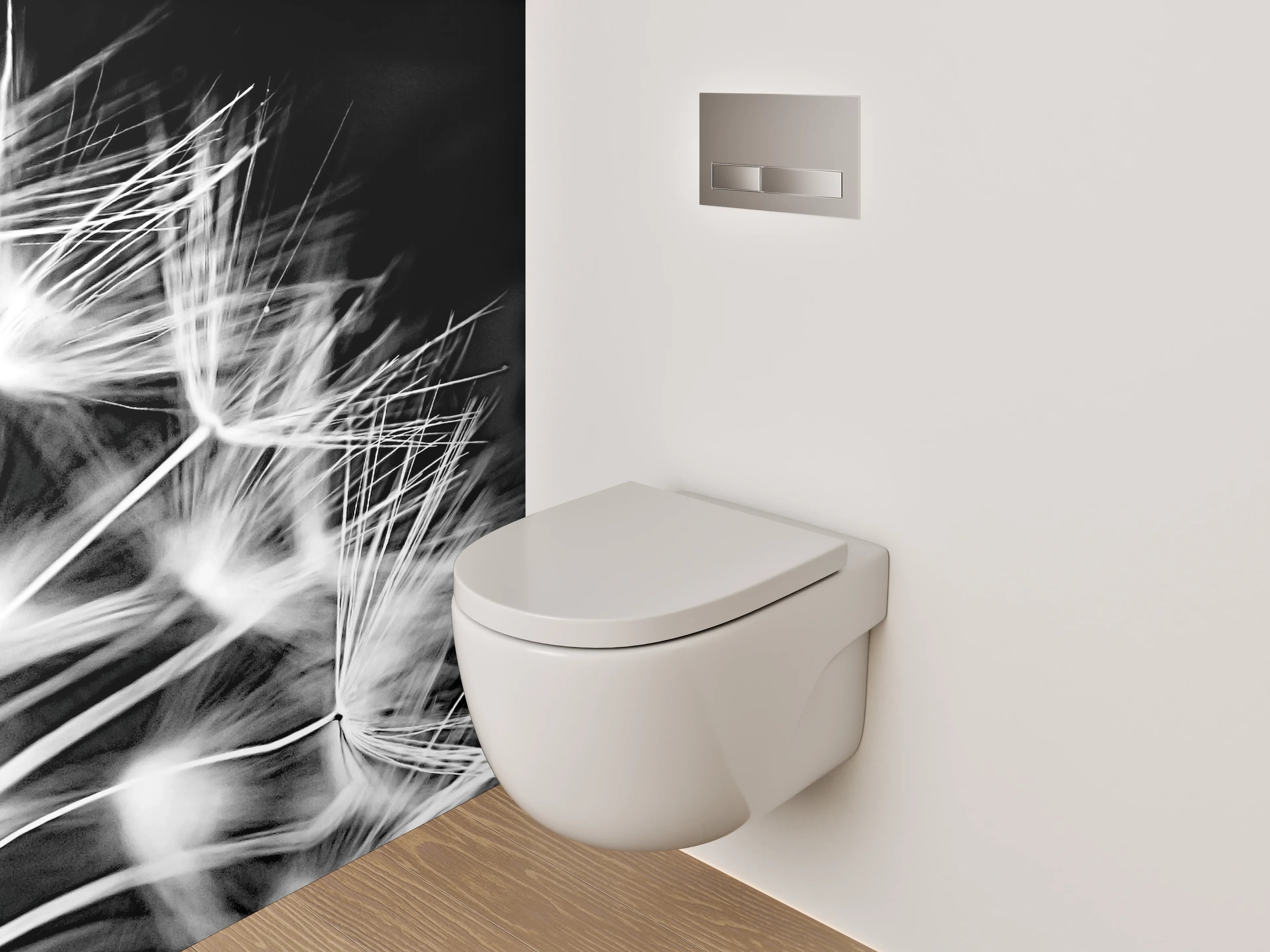WC-Rückwand - Schwarz-Weiß Pusteblume Fotokunst