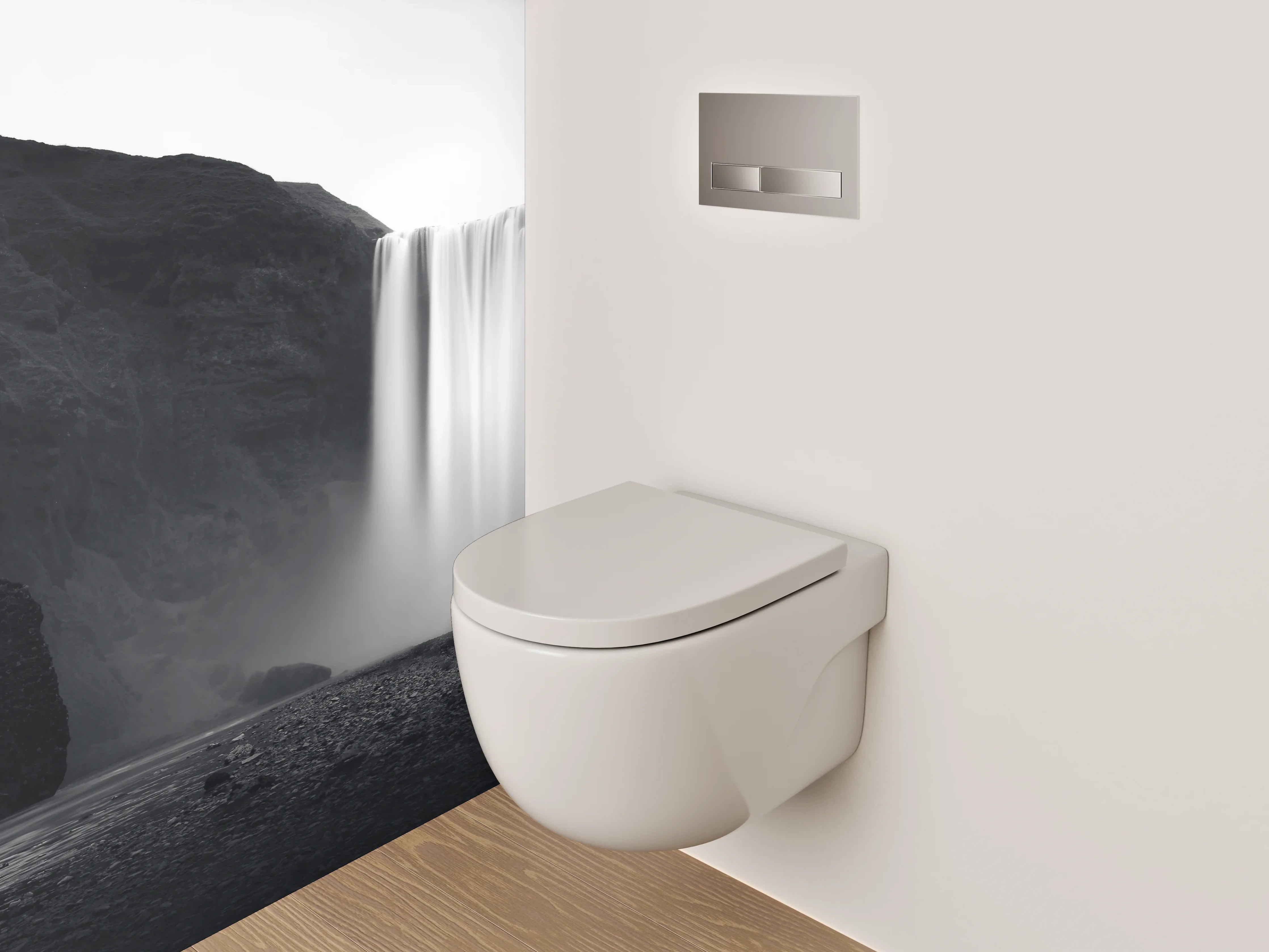 WC-Rückwand - Schwarz-Weiß Wasserfall Fotokunst