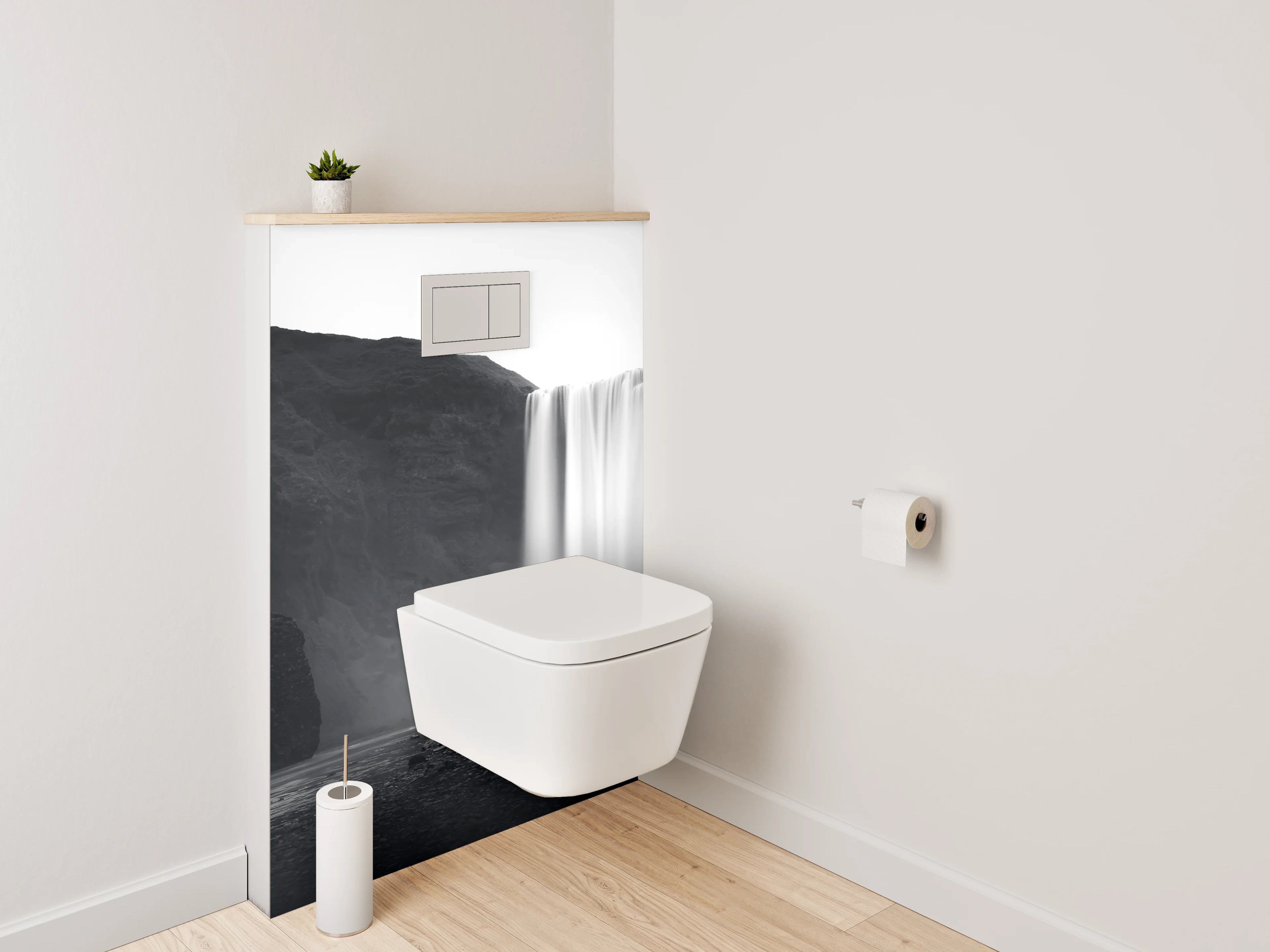 WC-Rückwand - Schwarz-Weiß Wasserfall Fotokunst