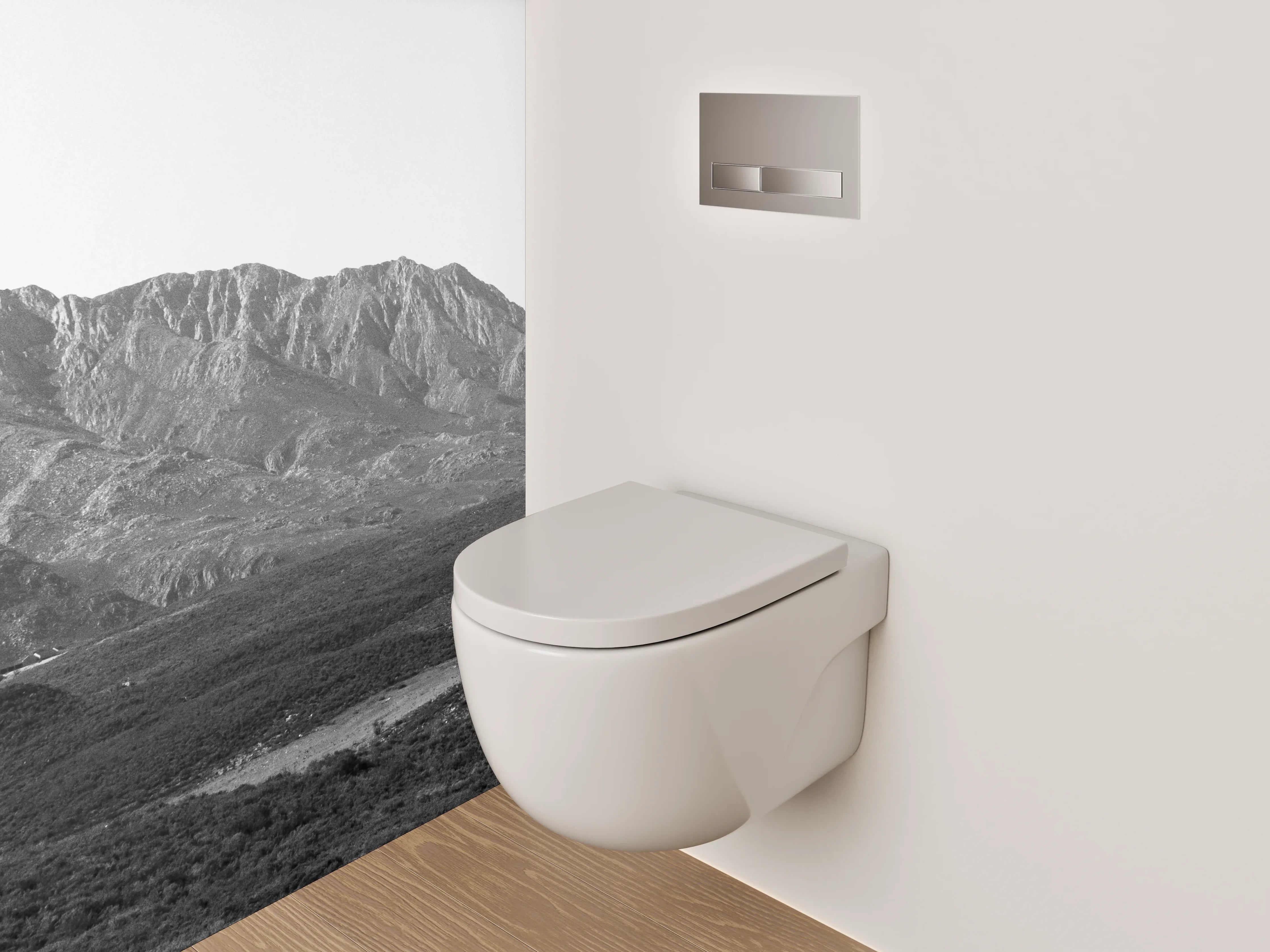 WC-Rückwand - Schwarz-weiße Berglandschaft Panorama