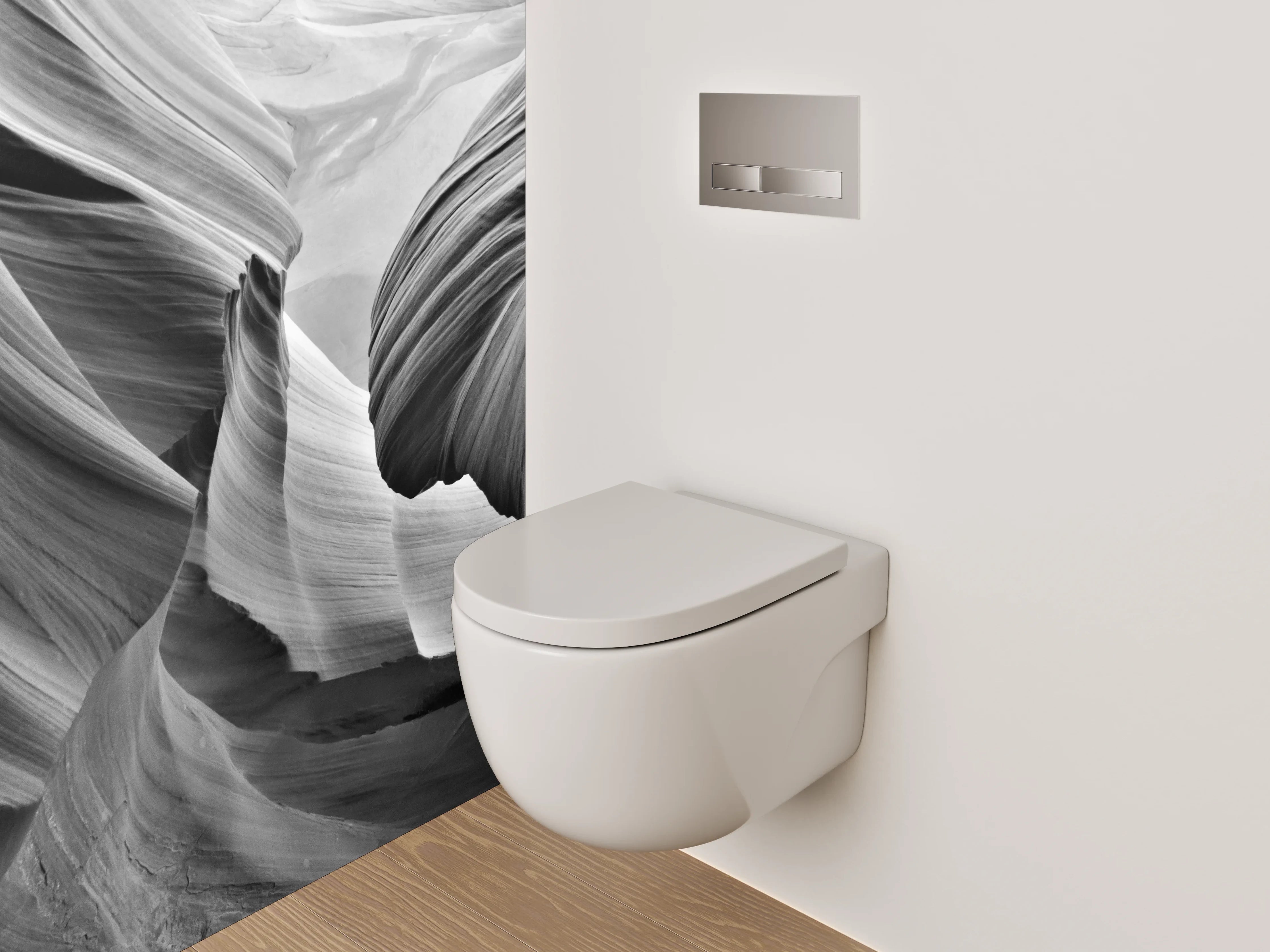 WC-Rückwand - Schwarz-weiße Canyon-Formationen Fotodruck