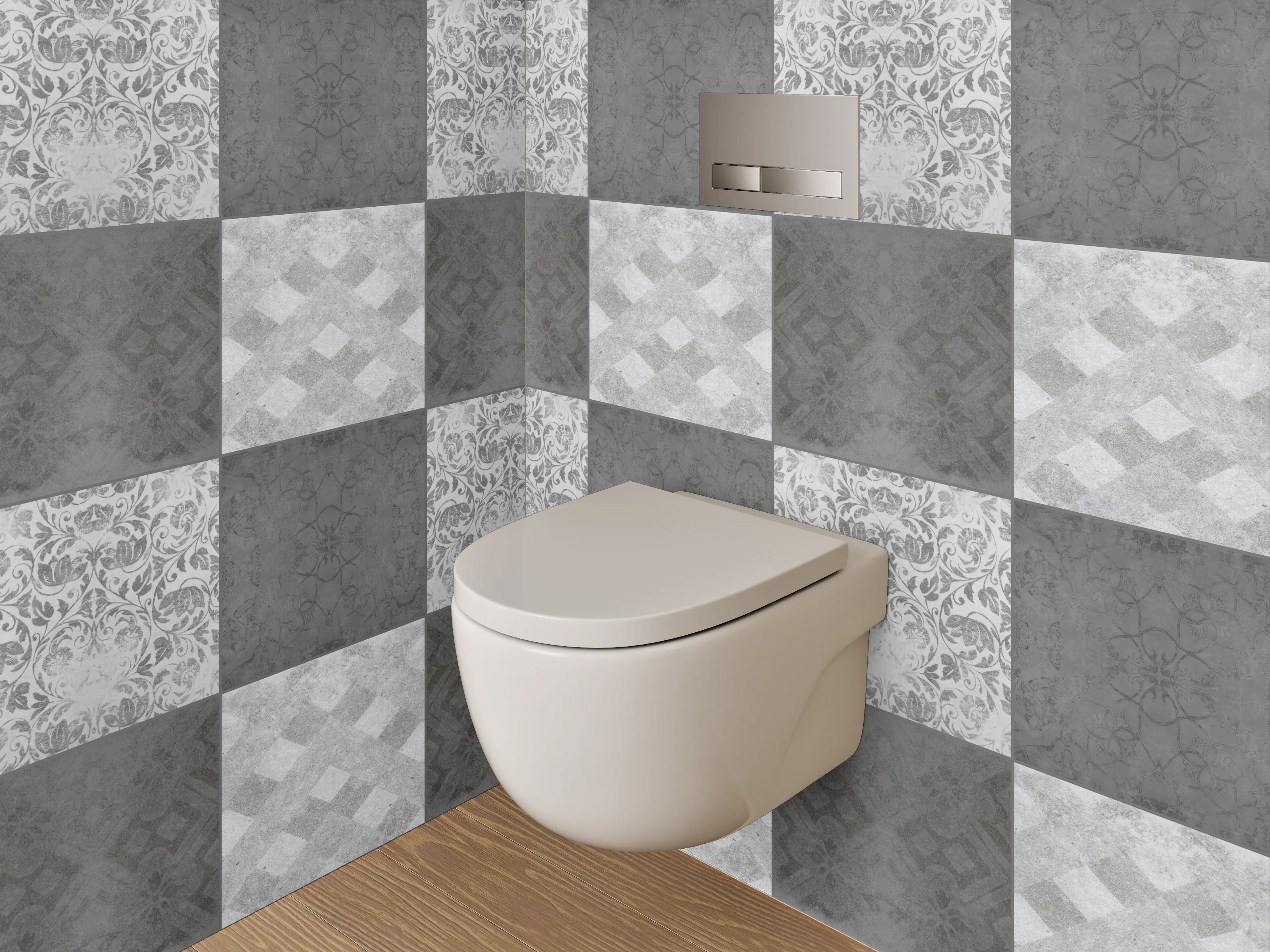 WC-Rückwand - Schwarz-weiße Mosaik-Muster Fliesenoptik