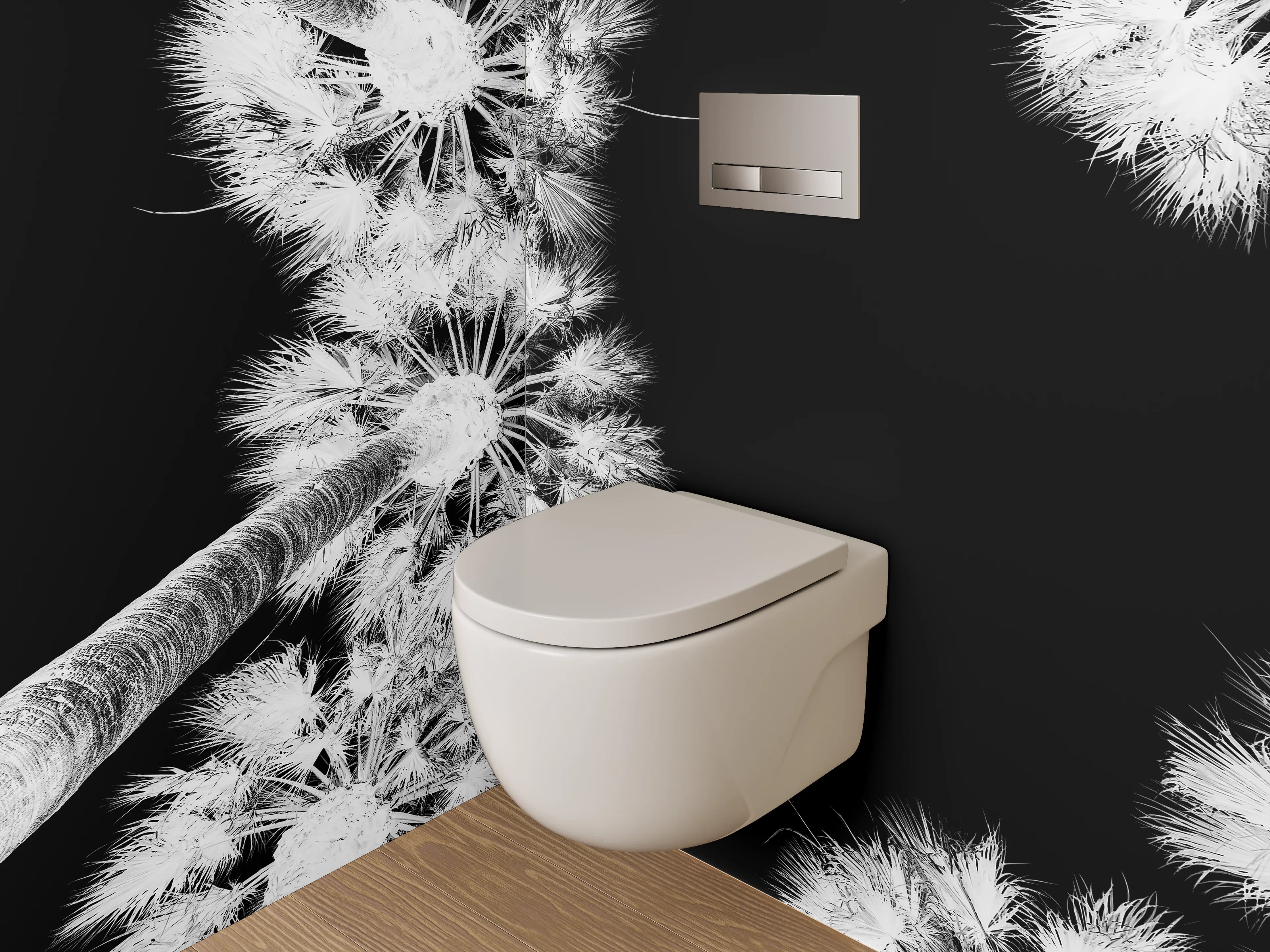 WC-Rückwand - Schwarz-weiße Palmen für Badezimmer