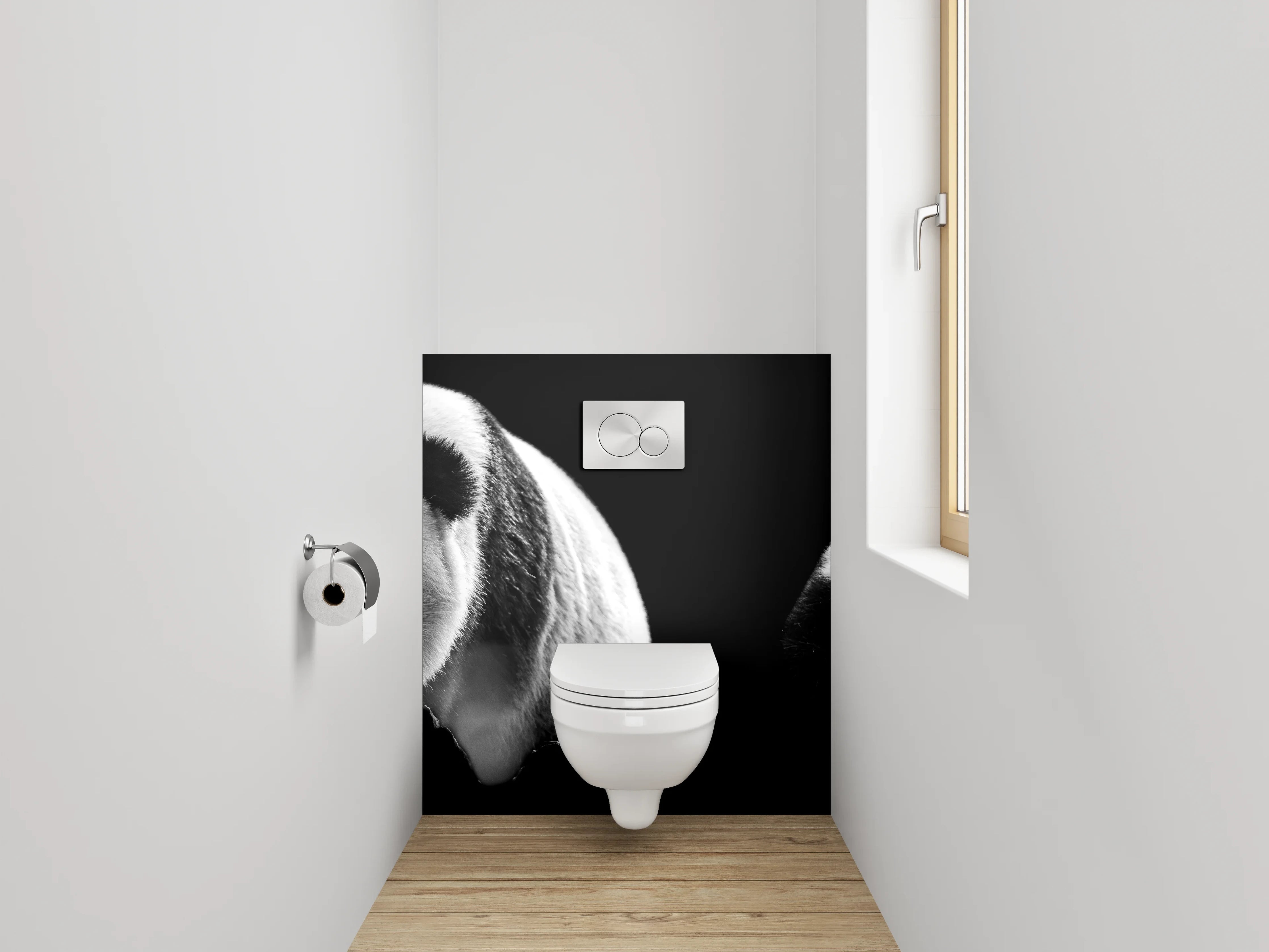 WC-Rückwand - Schwarz-weiße Pandabären Fotografie