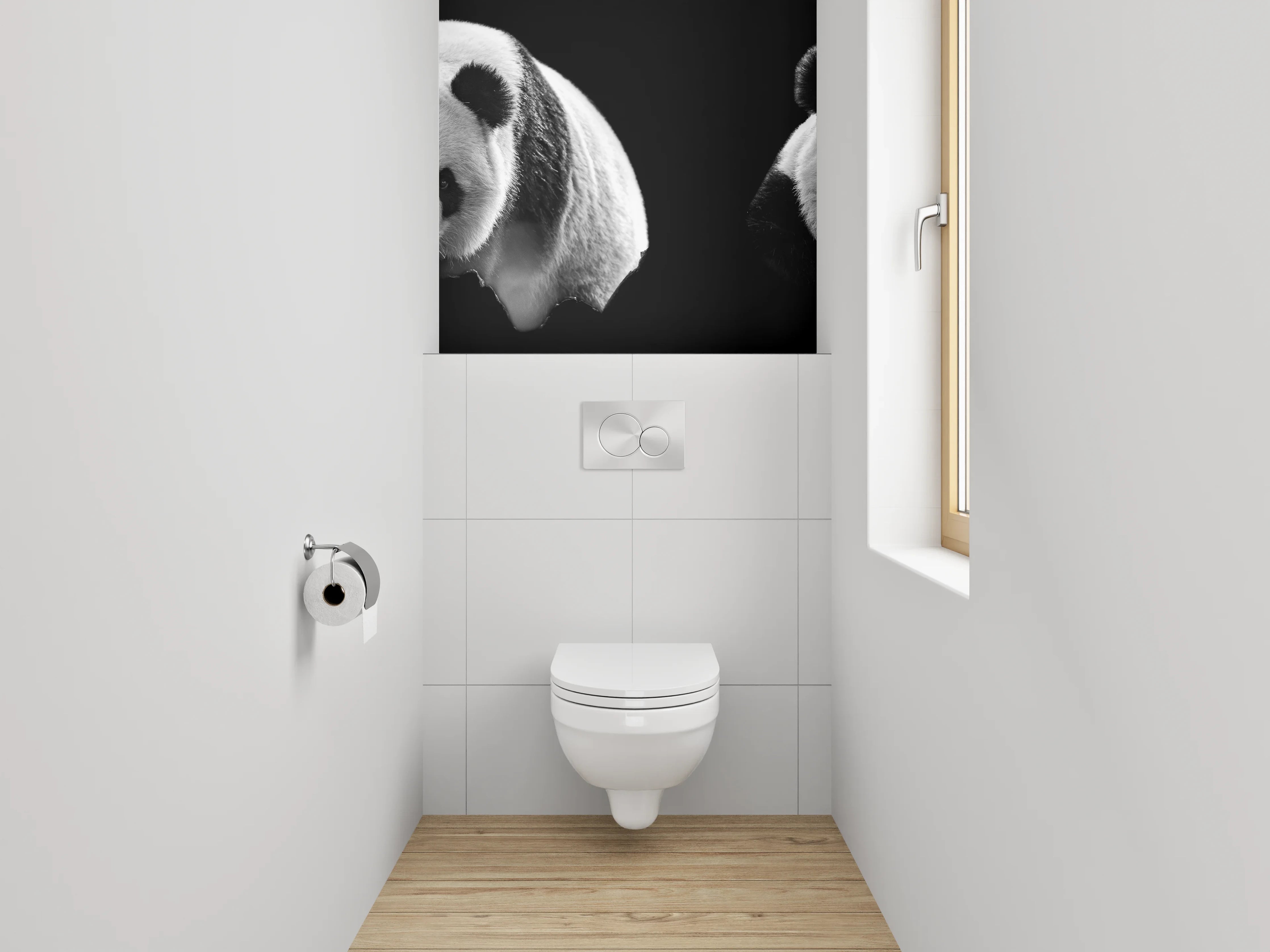 WC-Rückwand - Schwarz-weiße Pandabären Fotografie