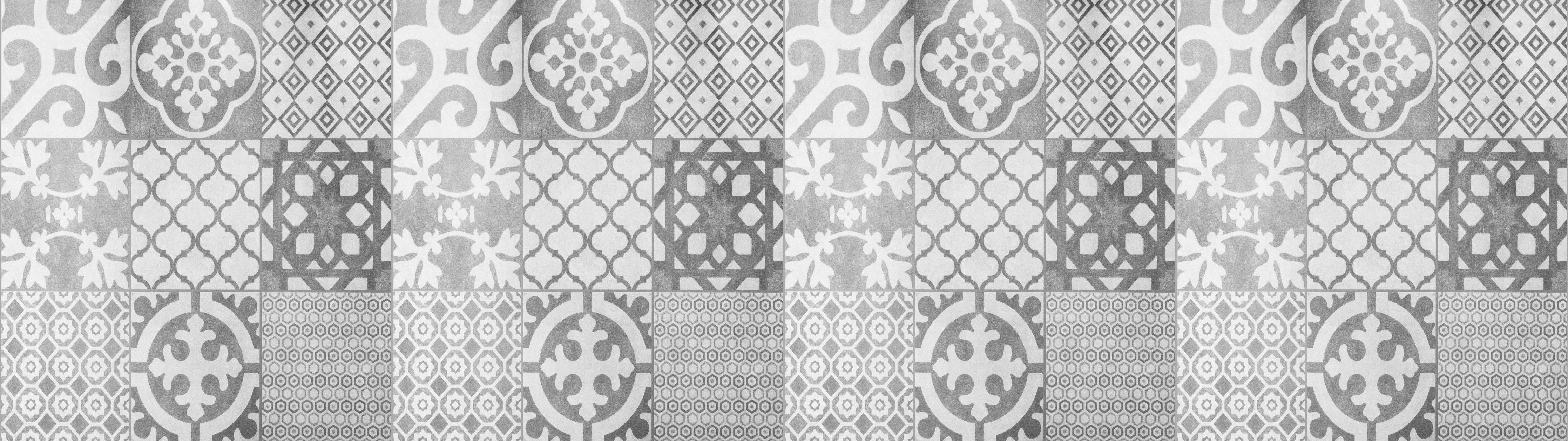 WC-Rückwand-Schwarz-weiße Vintage Musterfliesen