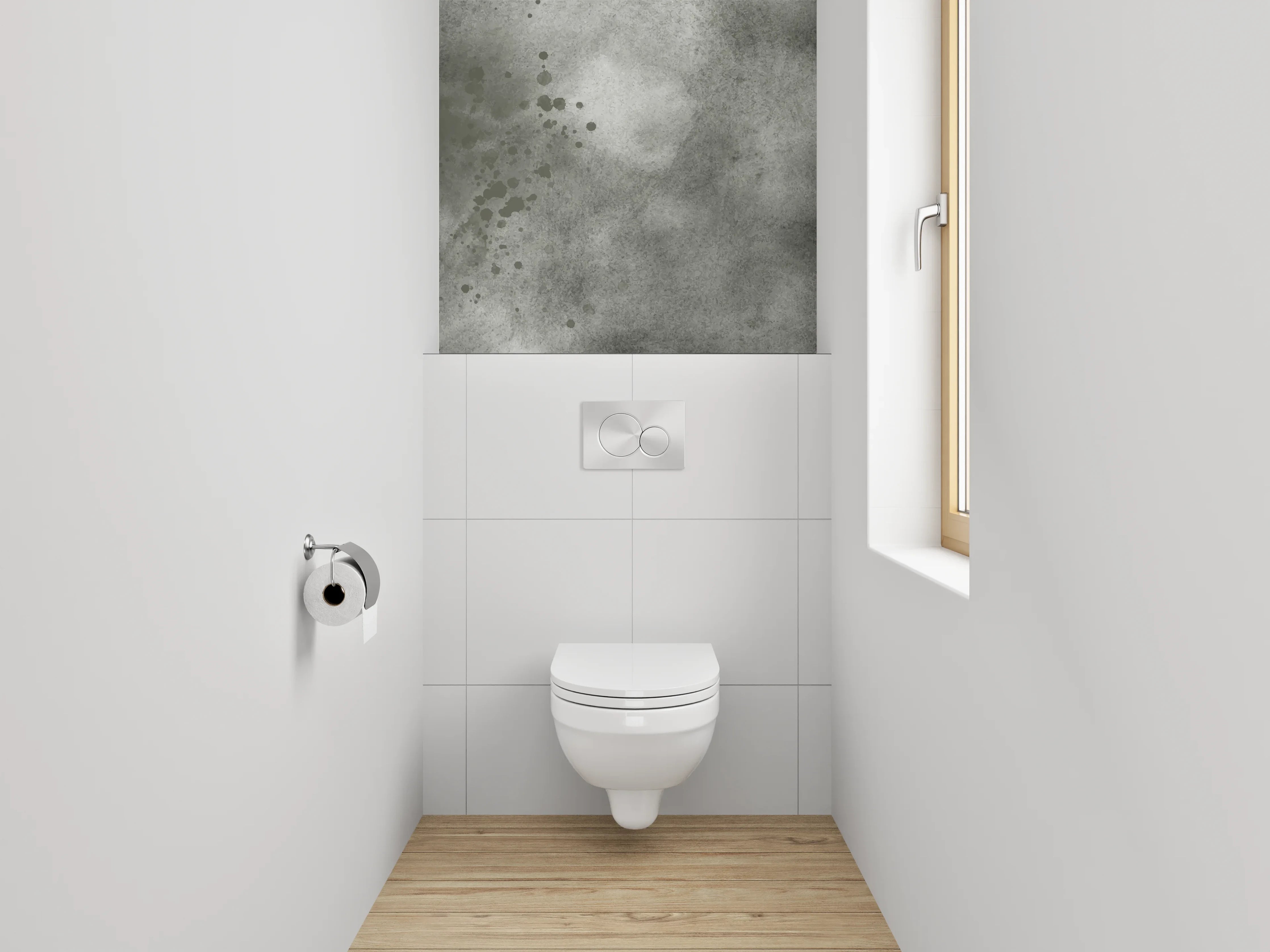 WC-Rückwand - Schwarz-weiße abstrakte Marmoroptik