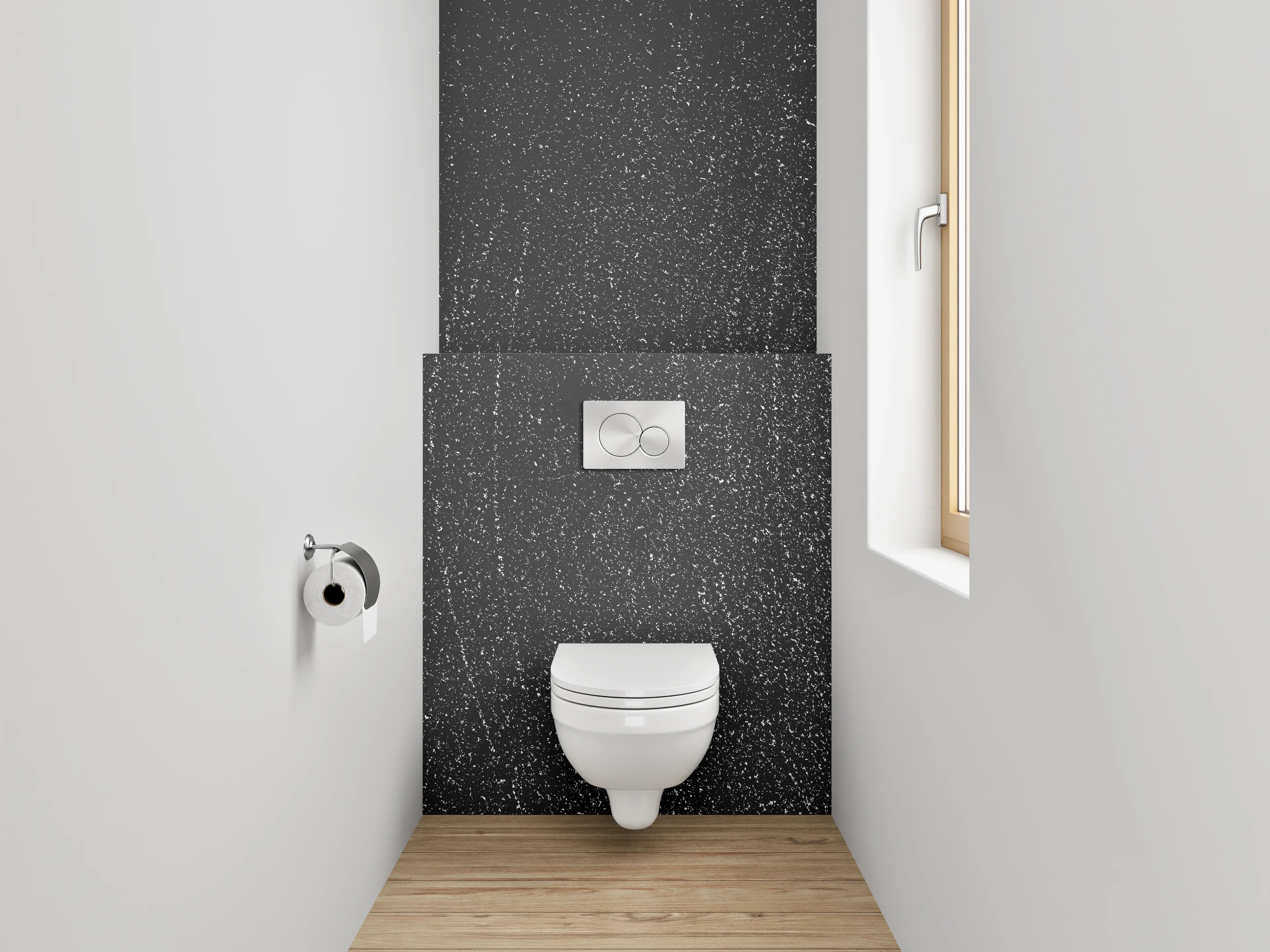 WC-Rückwand - Schwarz-weiße strukturierte Oberfläche