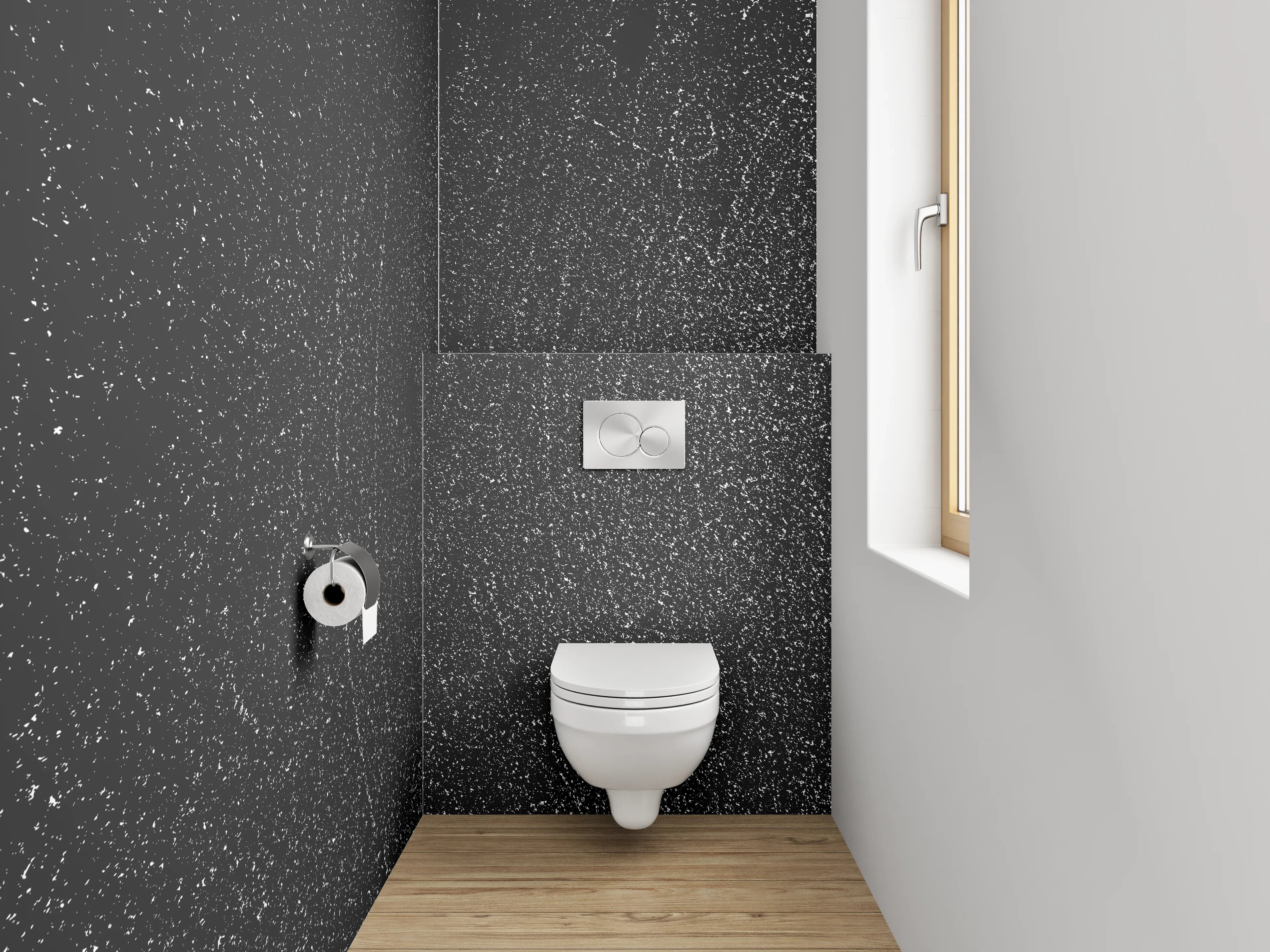 WC-Rückwand - Schwarz-weiße strukturierte Oberfläche