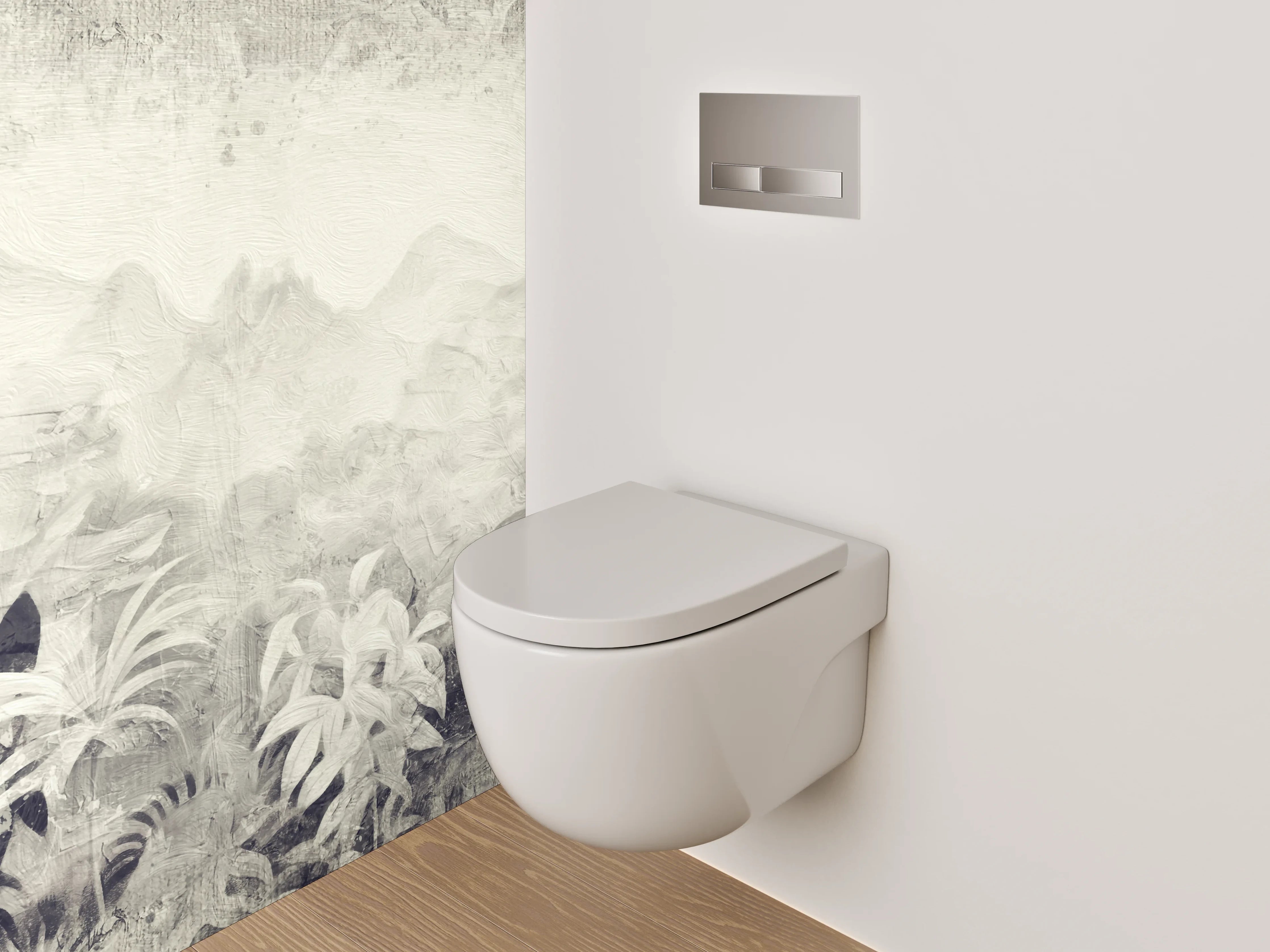 WC-Rückwand - Schwarz-weißer Dschungel Aquarell