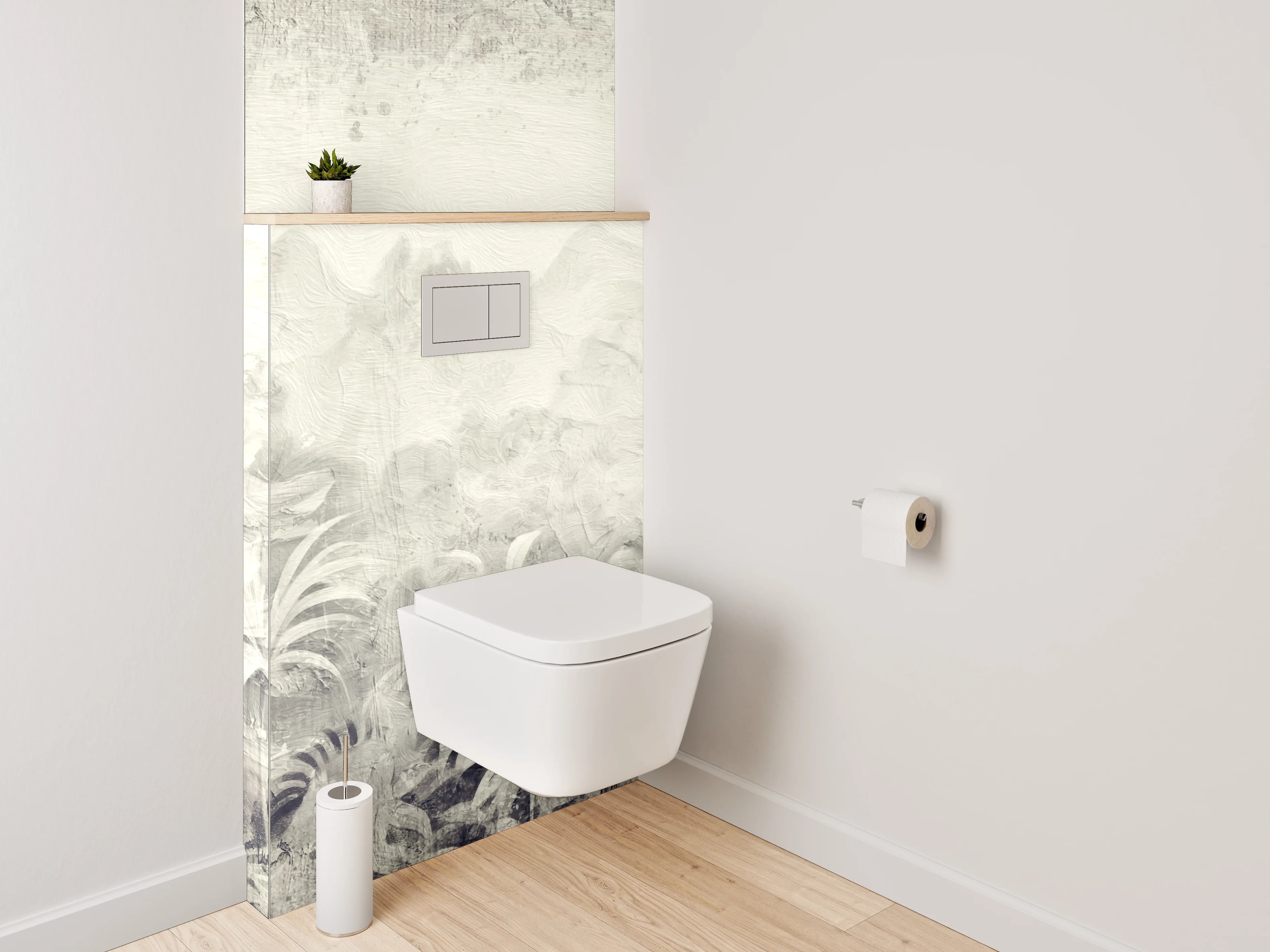 WC-Rückwand - Schwarz-weißer Dschungel Aquarell