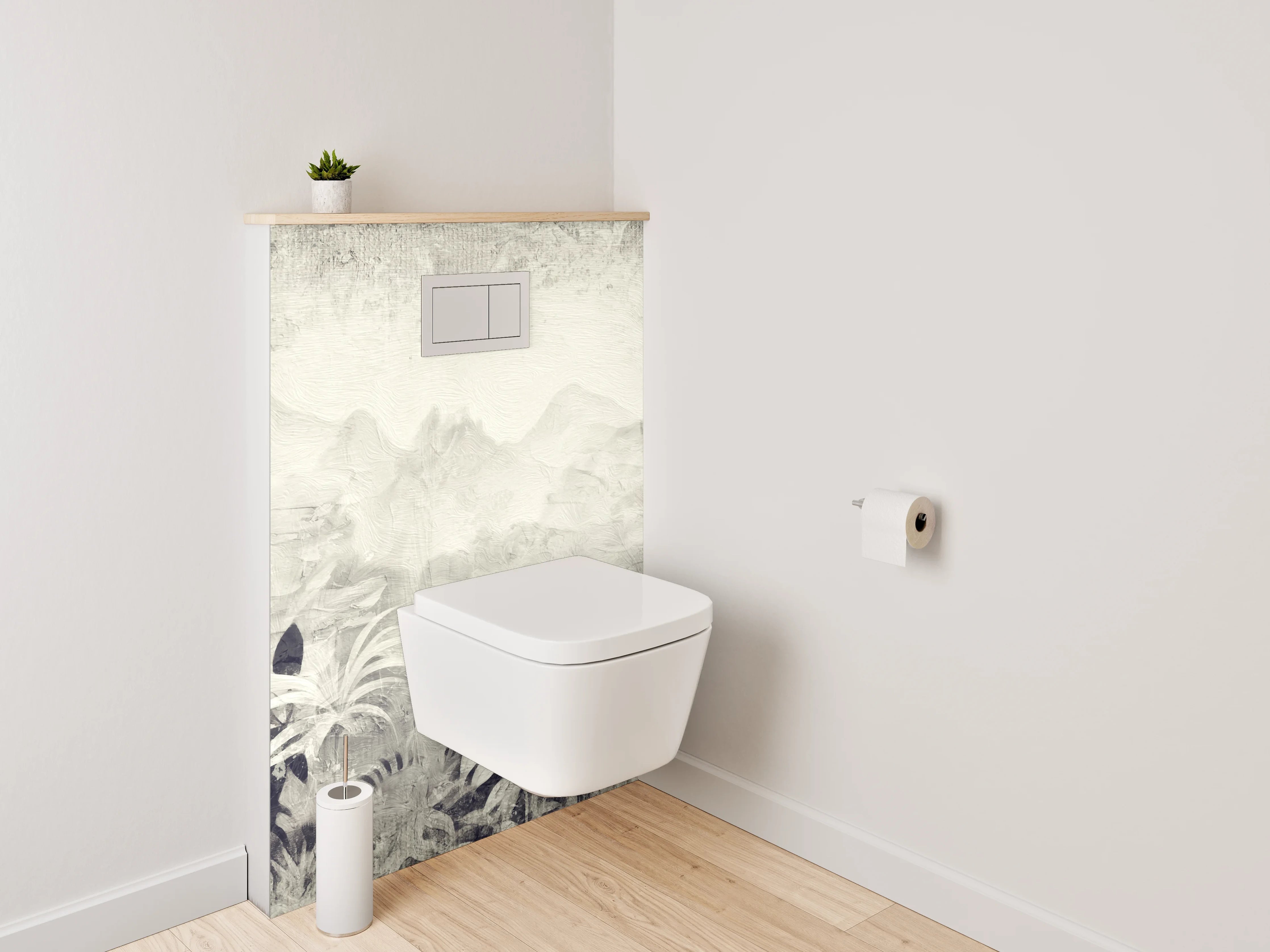 WC-Rückwand - Schwarz-weißer Dschungel Aquarell