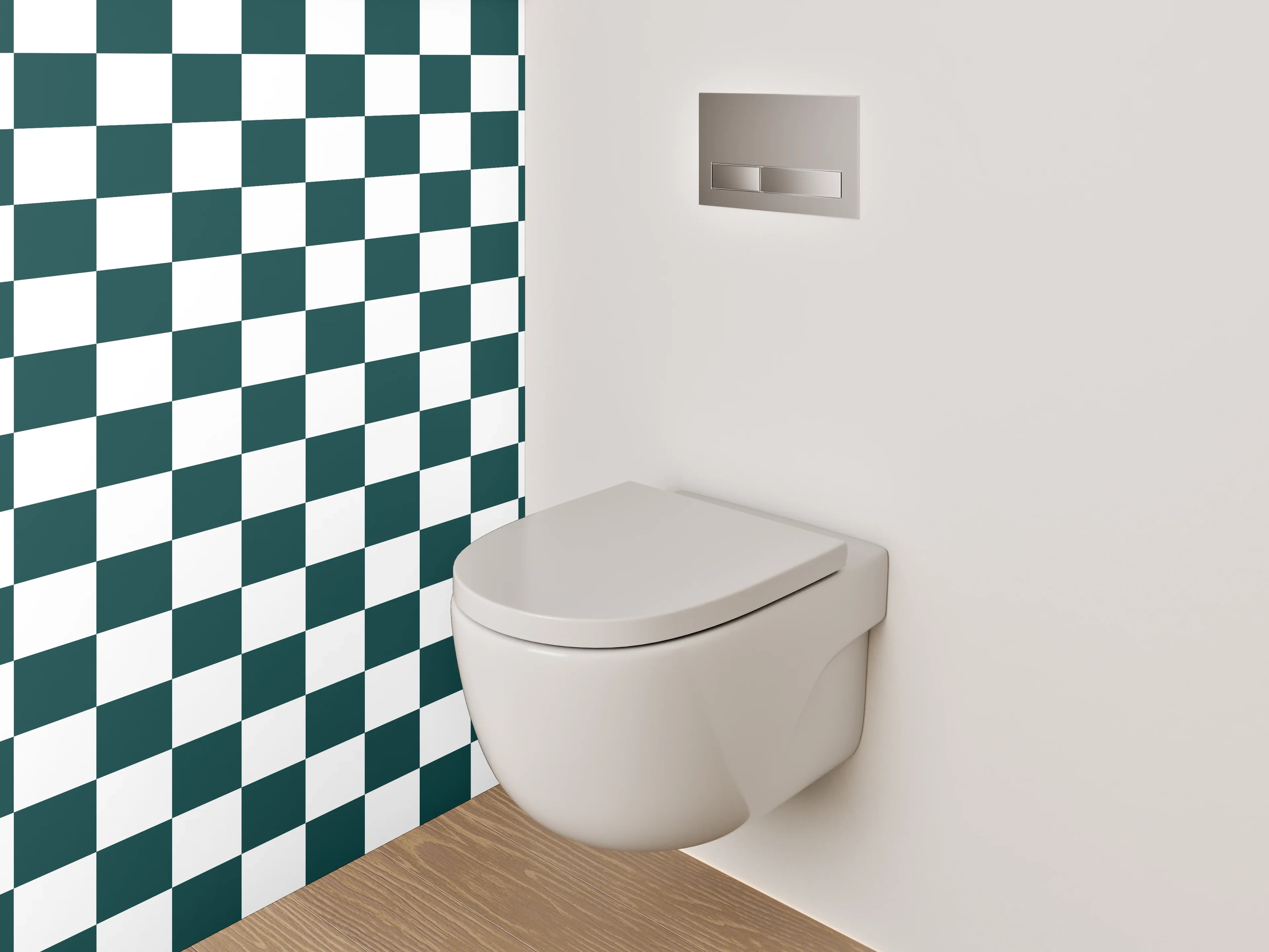 WC-Rückwand - Schwarz-weißes Kachelmuster Schachbrett