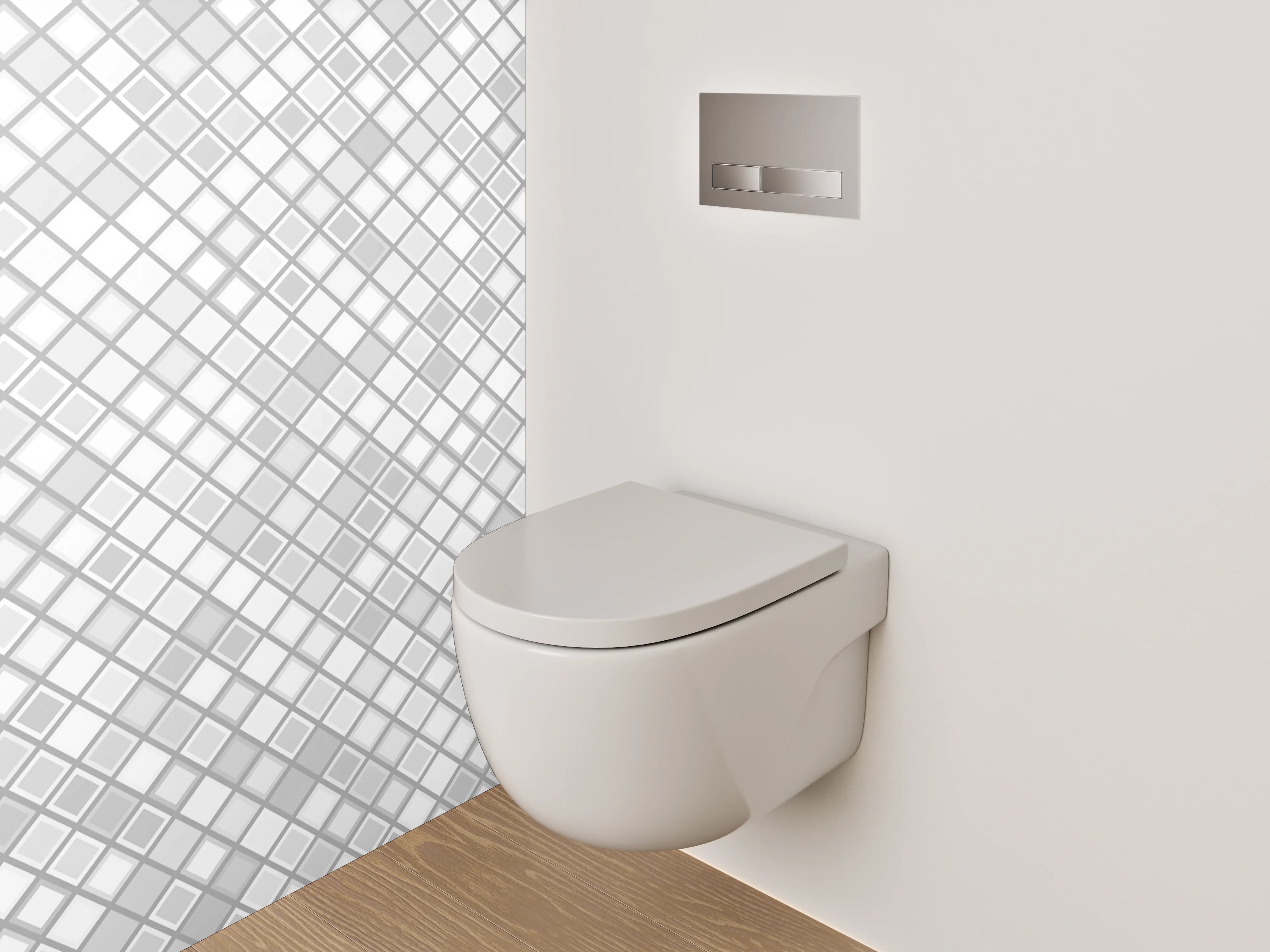 WC-Rückwand - Schwarz-weißes Mosaikmuster Fliesenoptik
