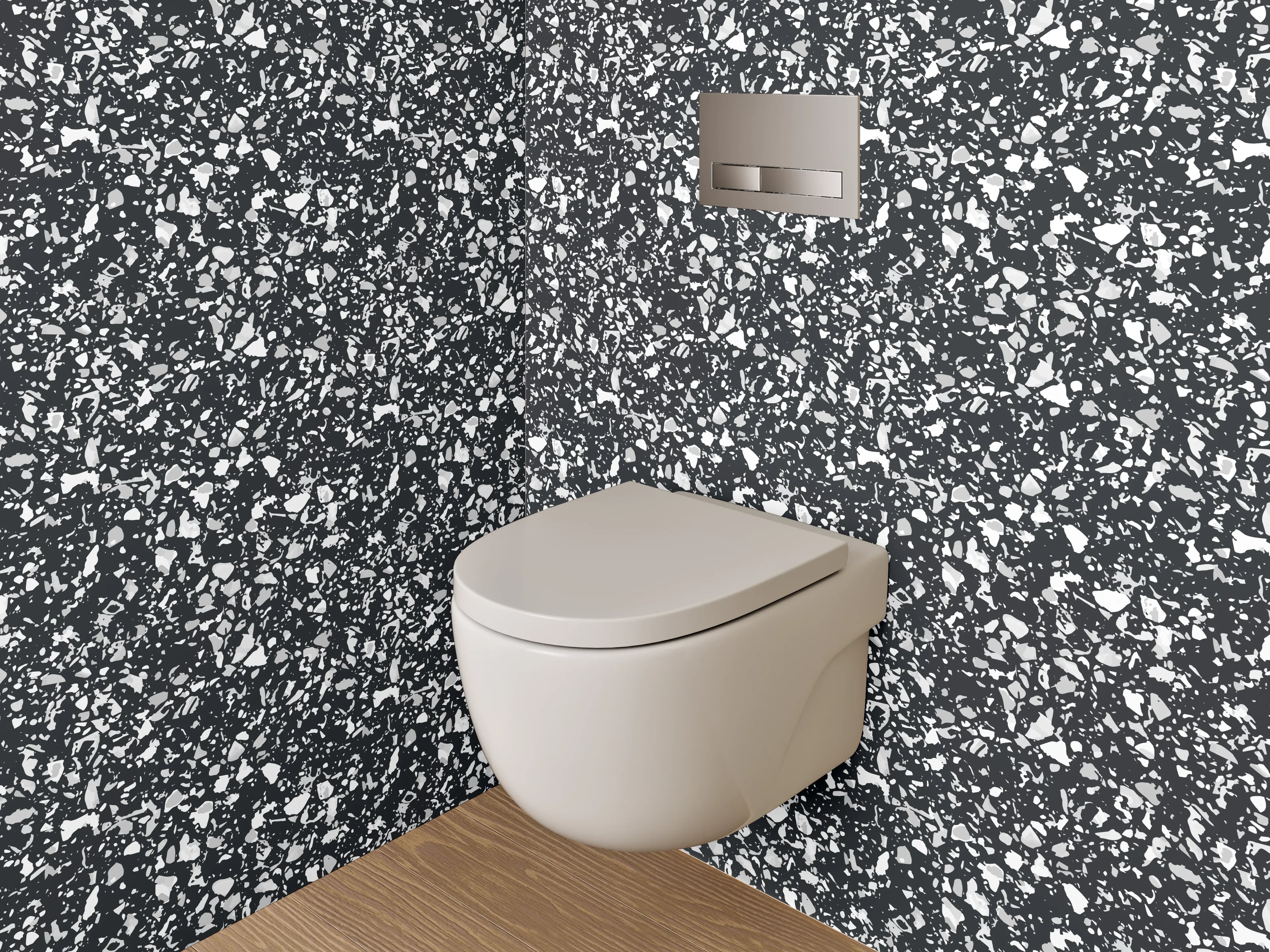 WC-Rückwand - Schwarz-weißes Mosaikmuster