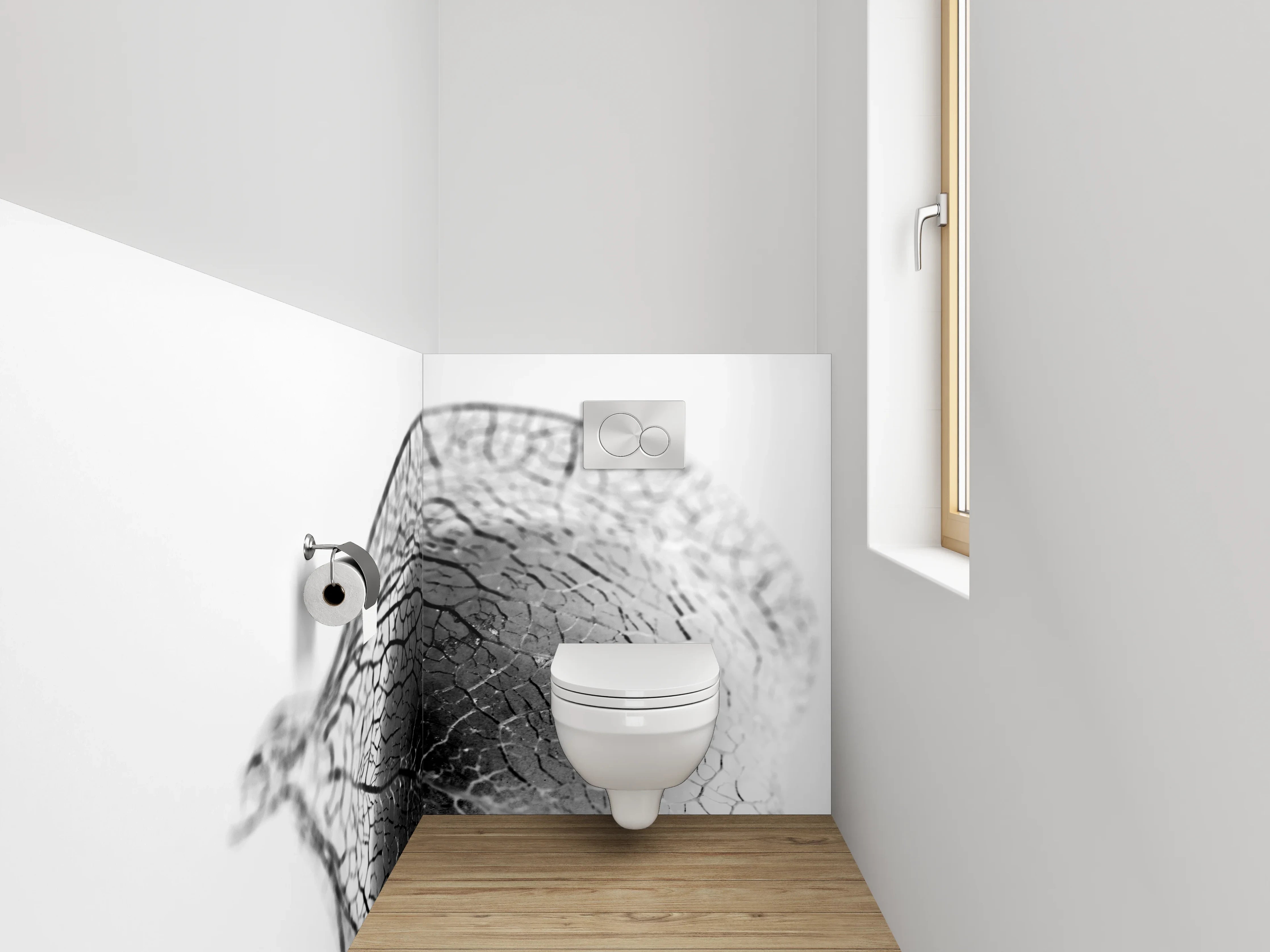 WC-Rückwand - Schwarz-weißes Physalis-Makro