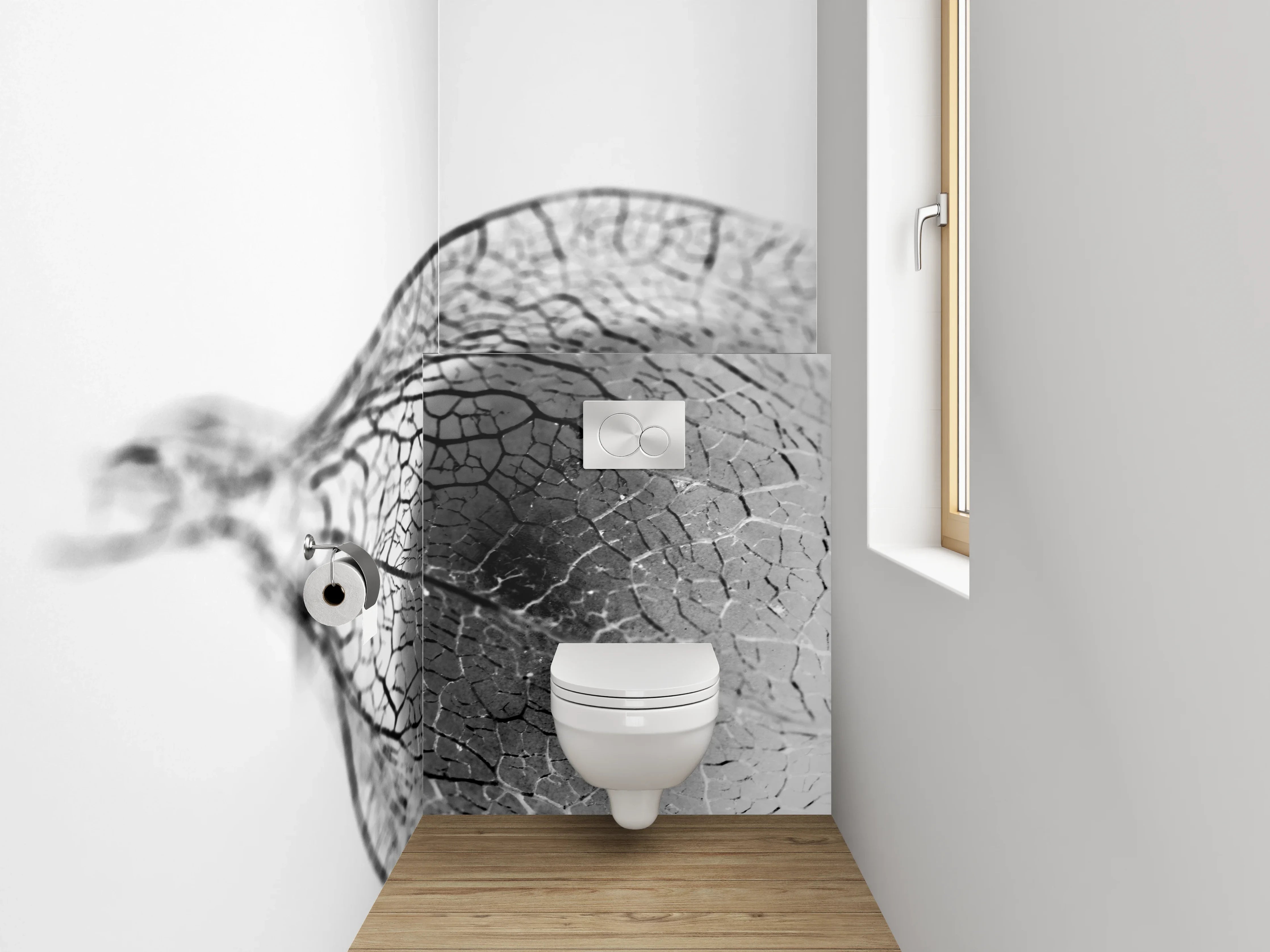 WC-Rückwand - Schwarz-weißes Physalis-Makro
