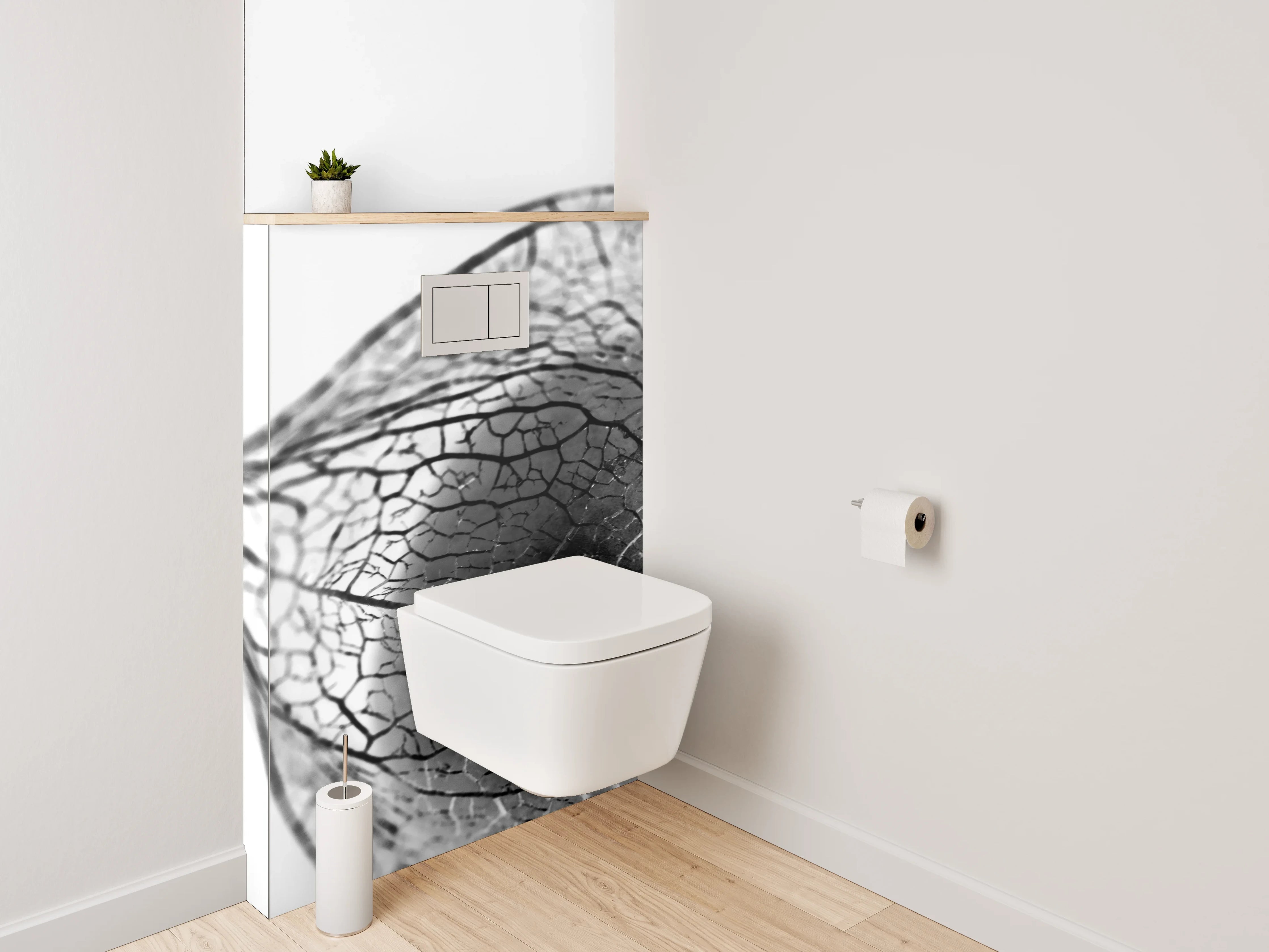 WC-Rückwand - Schwarz-weißes Physalis-Makro