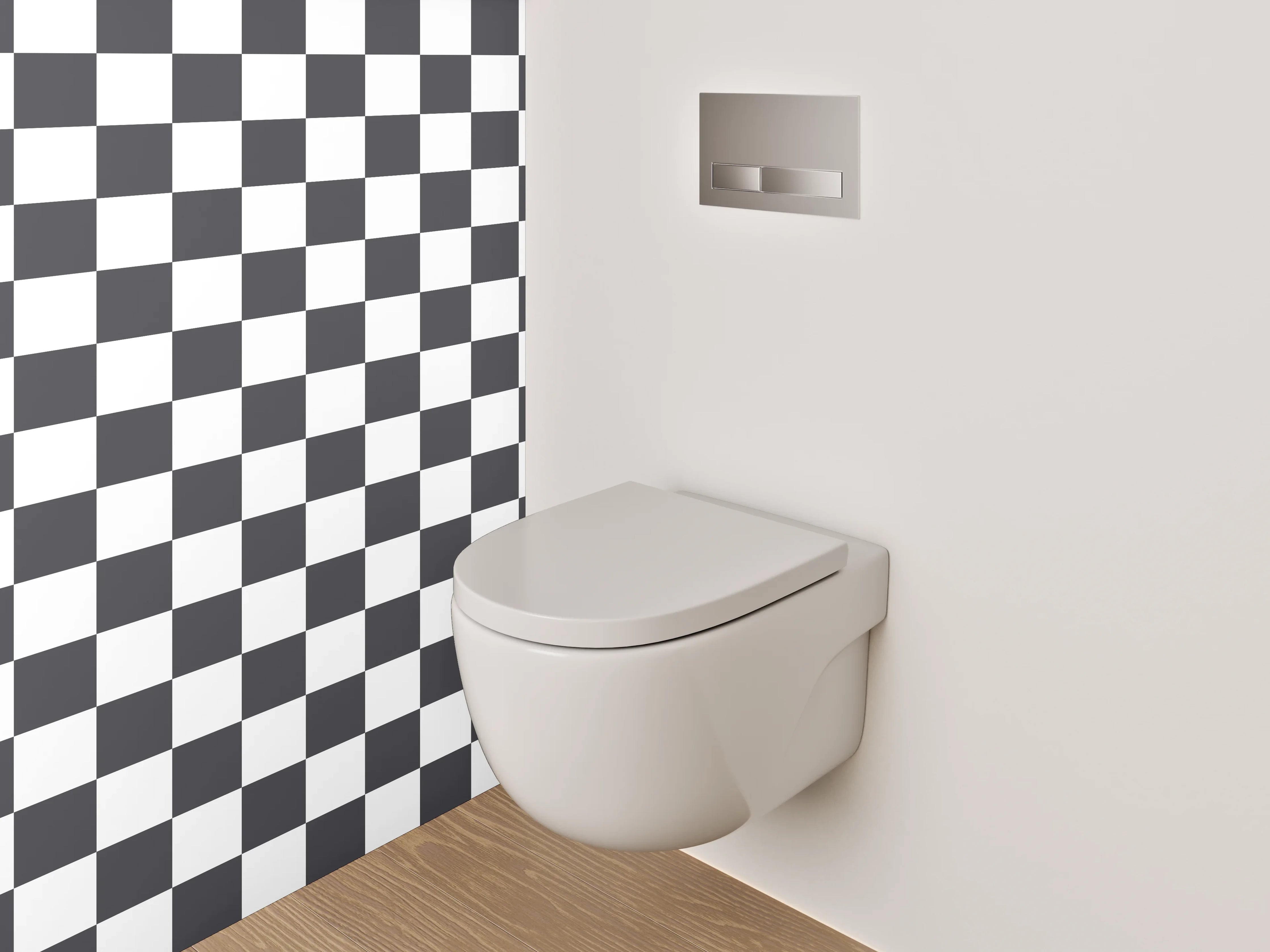 WC-Rückwand - Schwarz-weißes Schachbrett Muster