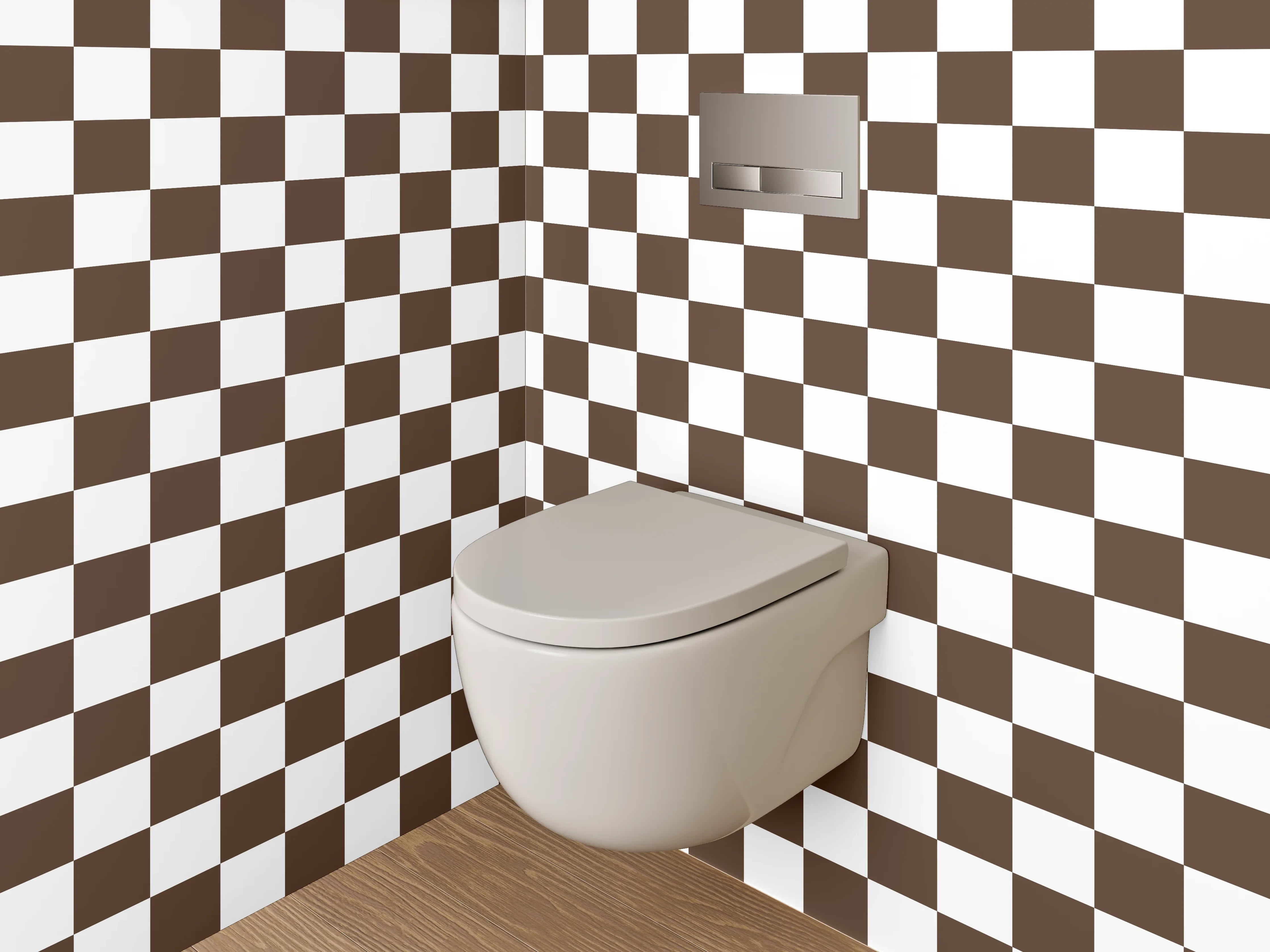 WC-Rückwand - Schwarz-weißes Schachbrett-Muster modern