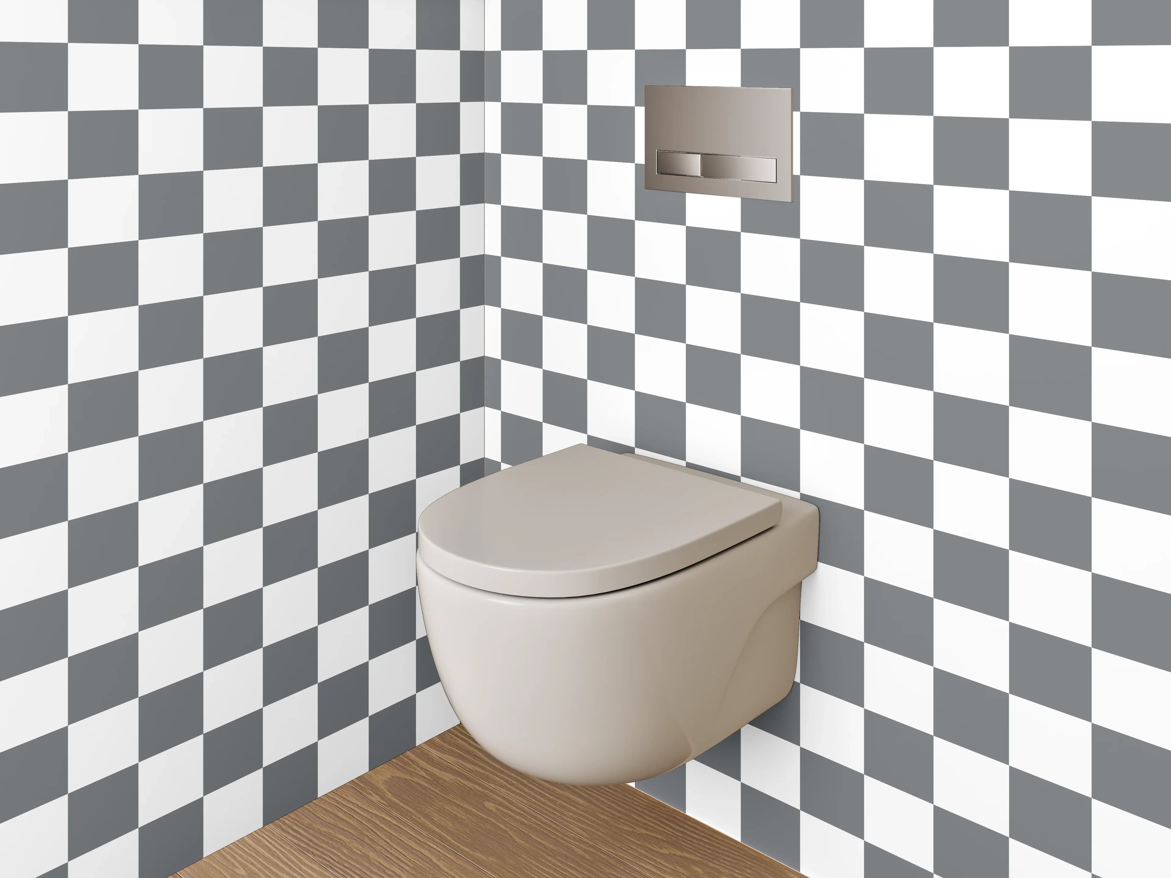 WC-Rückwand - Schwarz-weißes Schachbrettmuster-Design