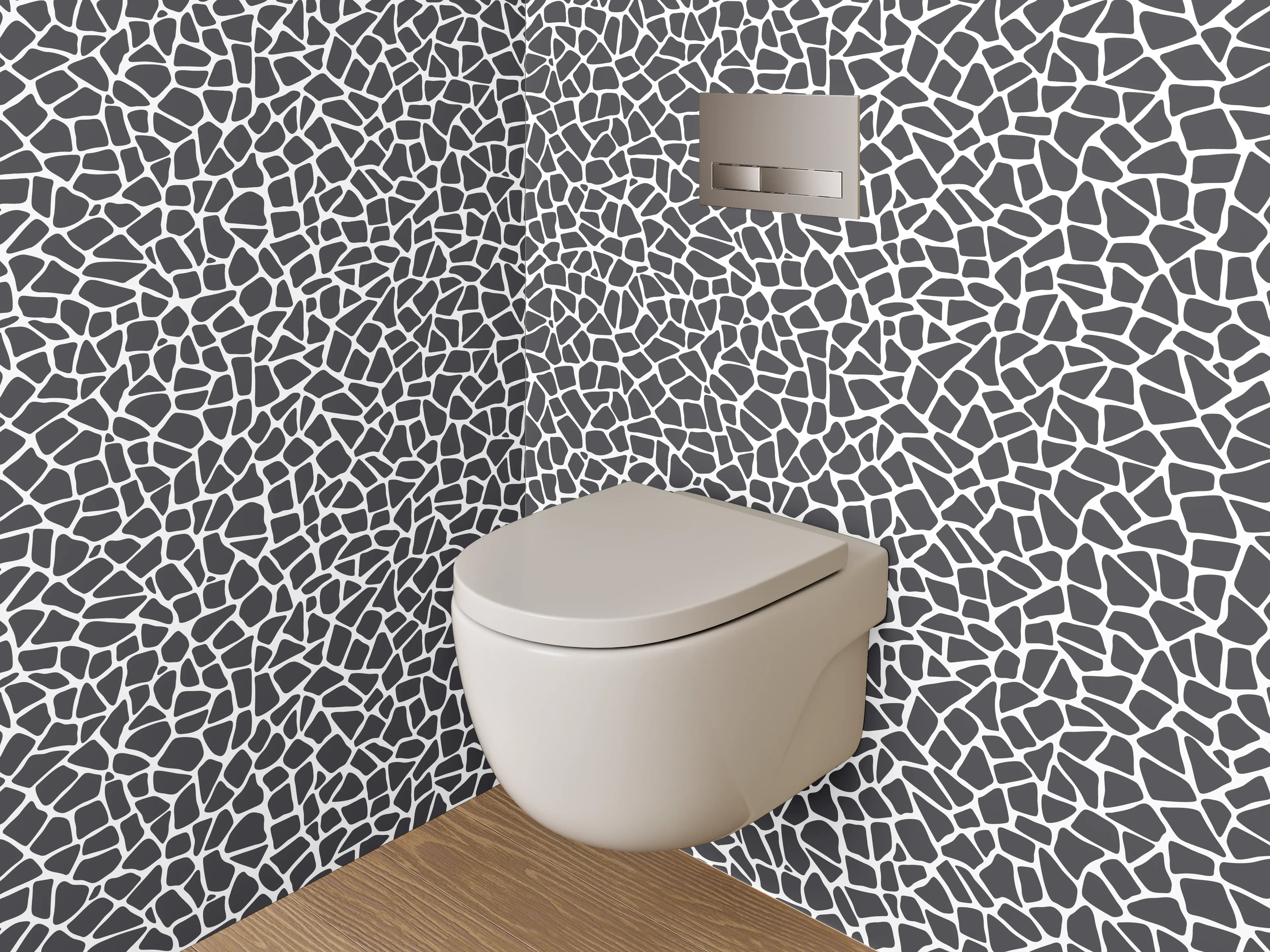 WC-Rückwand - Schwarz-weißes abstraktes Mosaik Muster