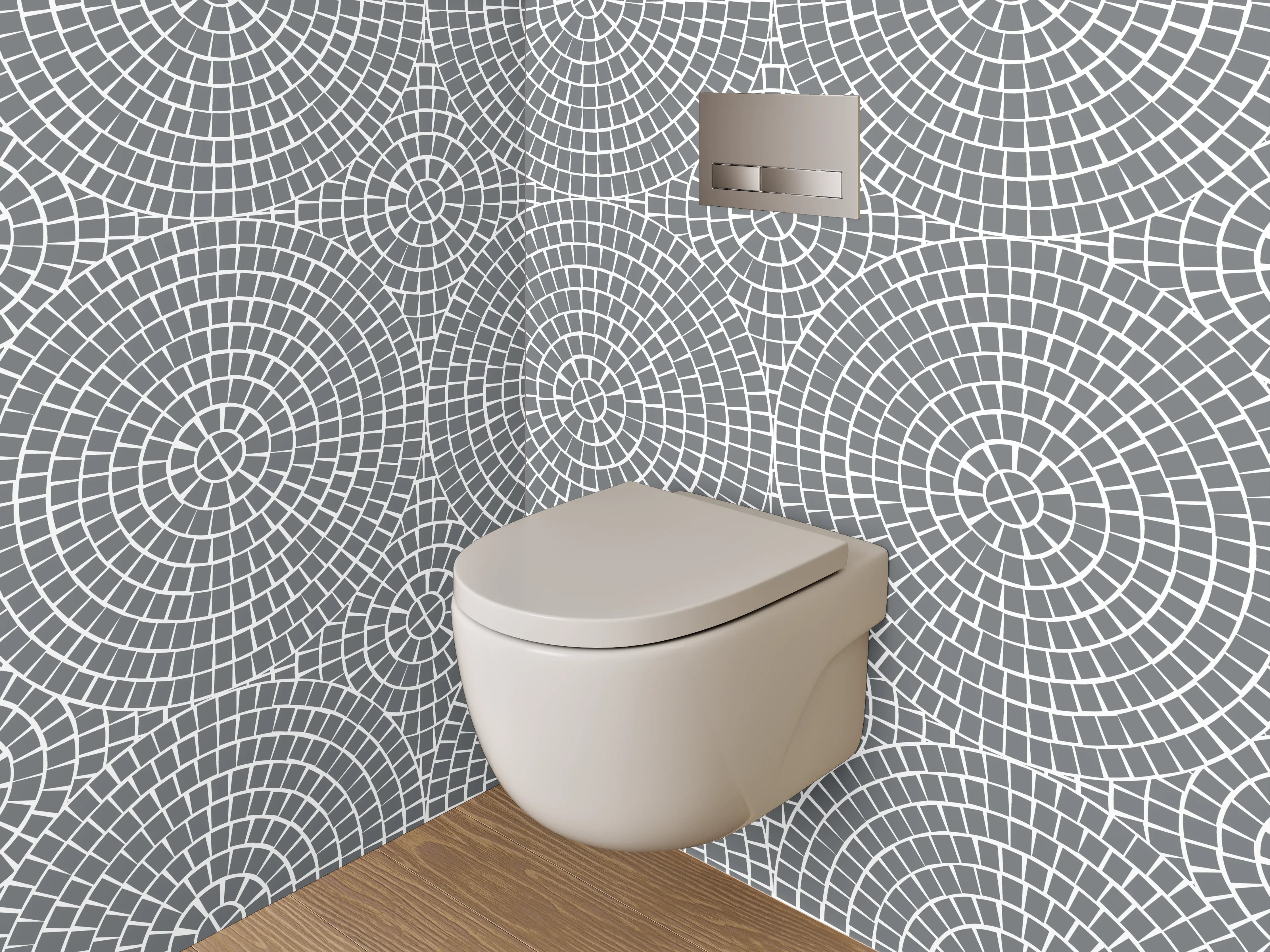 WC-Rückwand - Schwarz-weißes geometrisches Muster Tapete