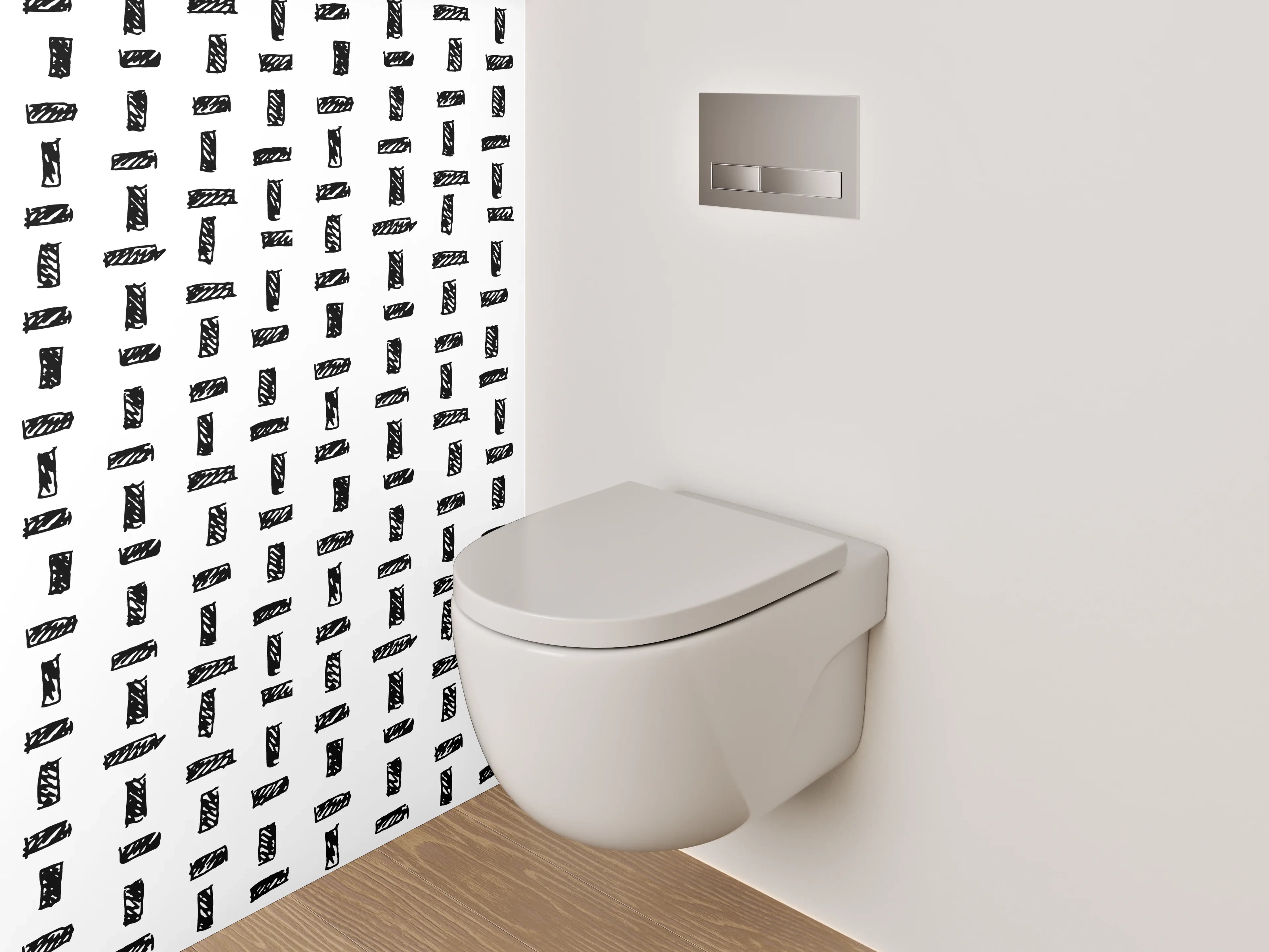 WC-Rückwand - Schwarz-weißes geometrisches Muster