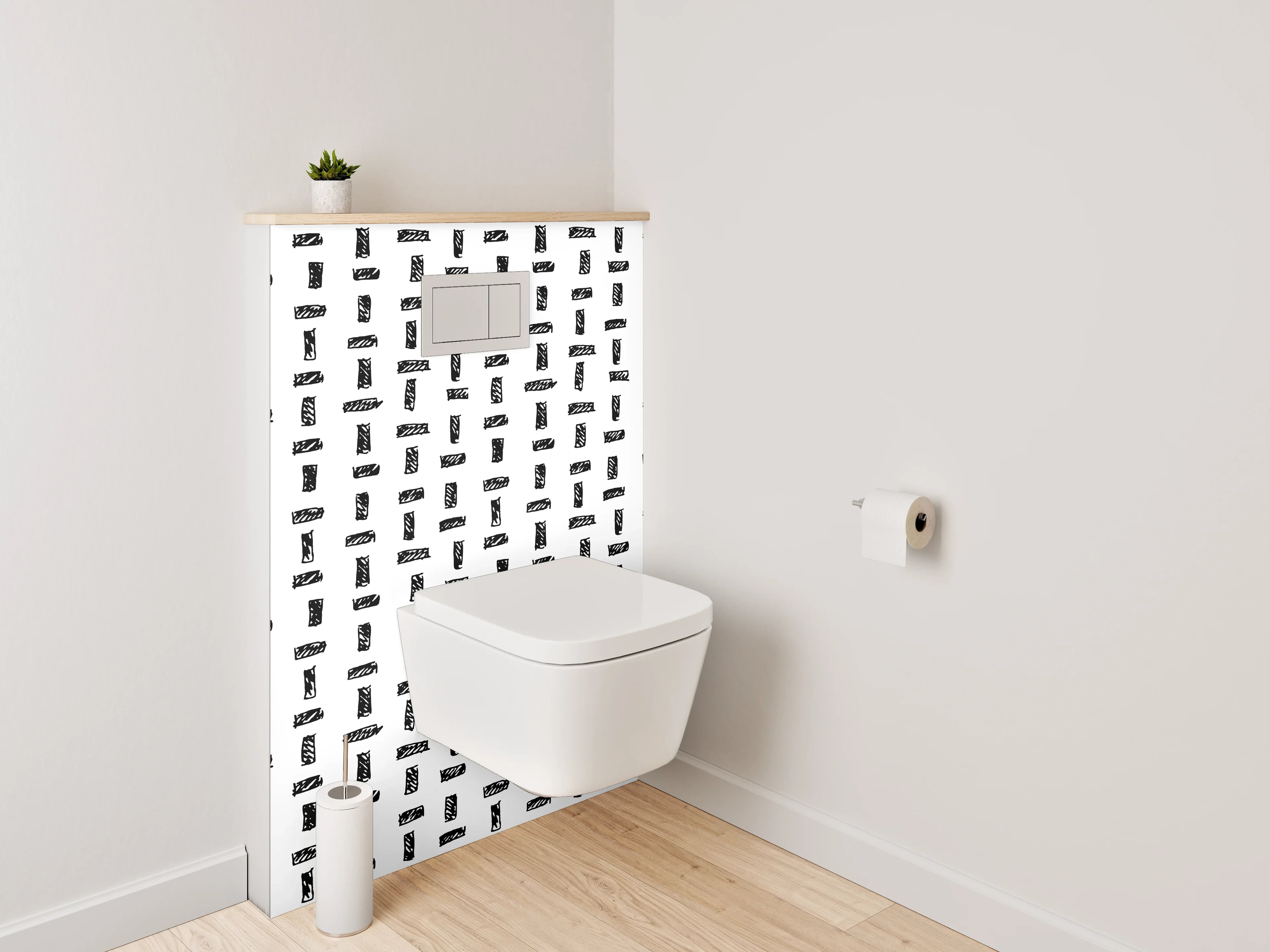WC-Rückwand - Schwarz-weißes geometrisches Muster