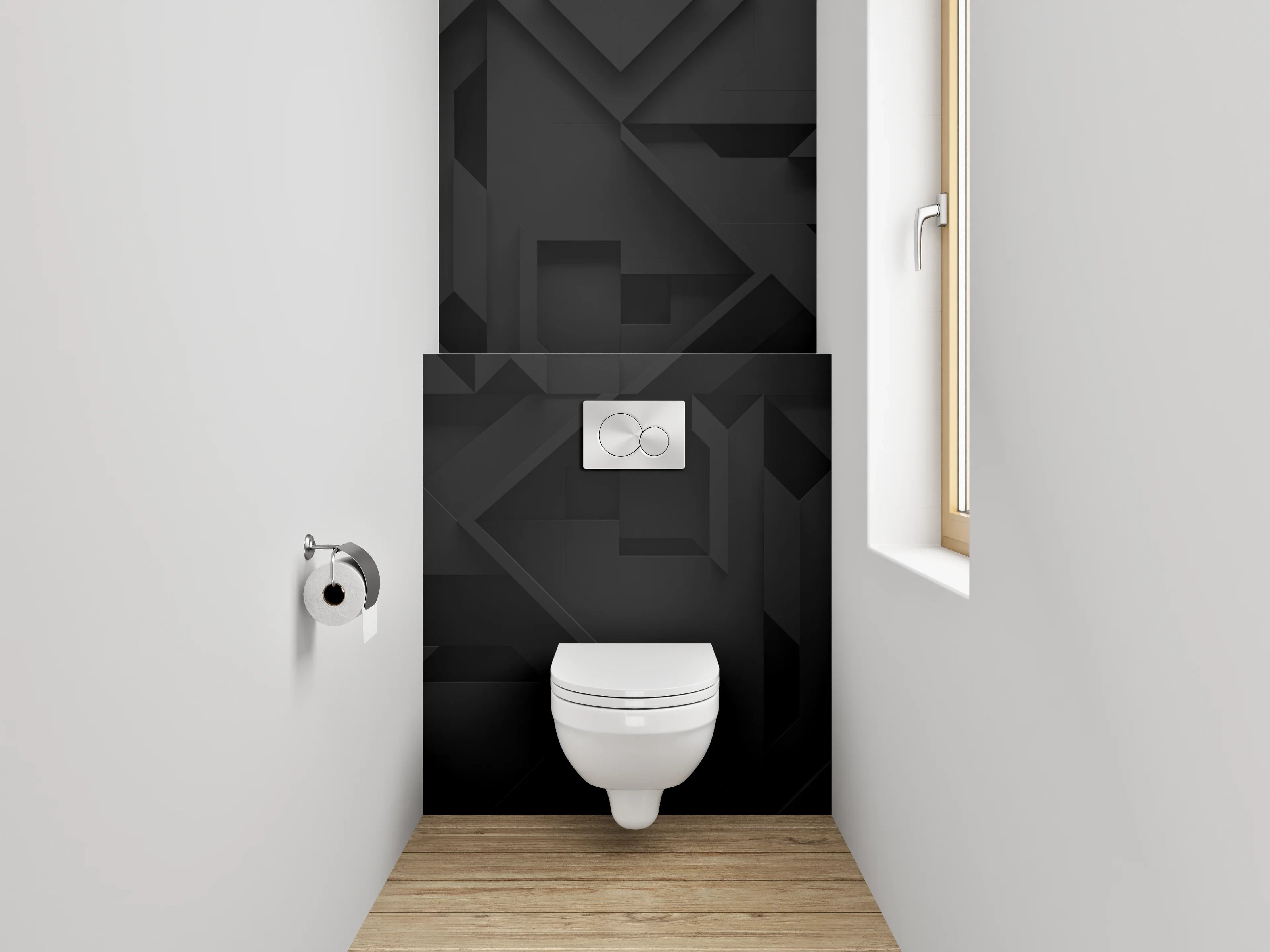 WC-Rückwand - Schwarze 3D-Design-Struktur