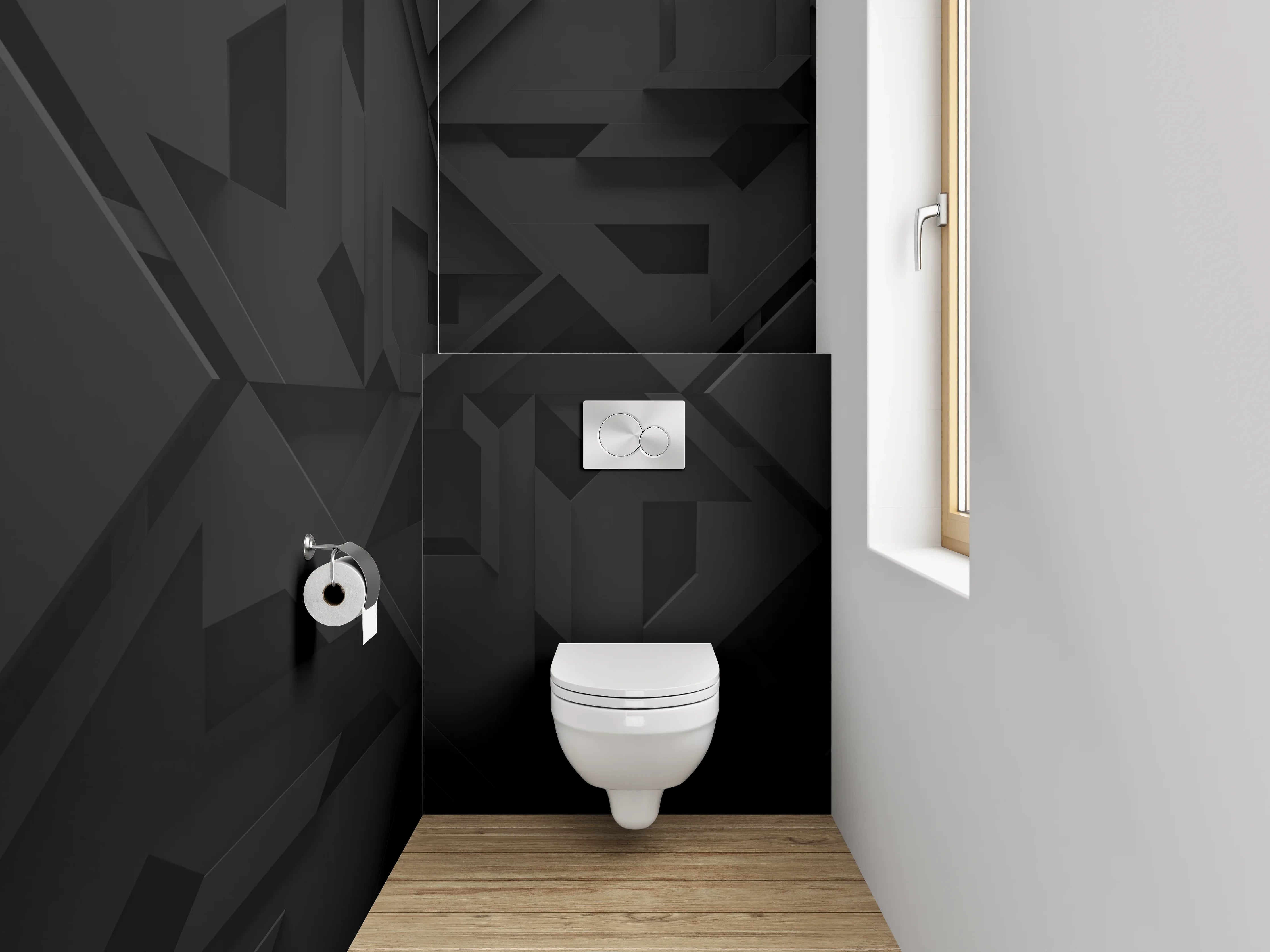 WC-Rückwand - Schwarze 3D-Design-Struktur