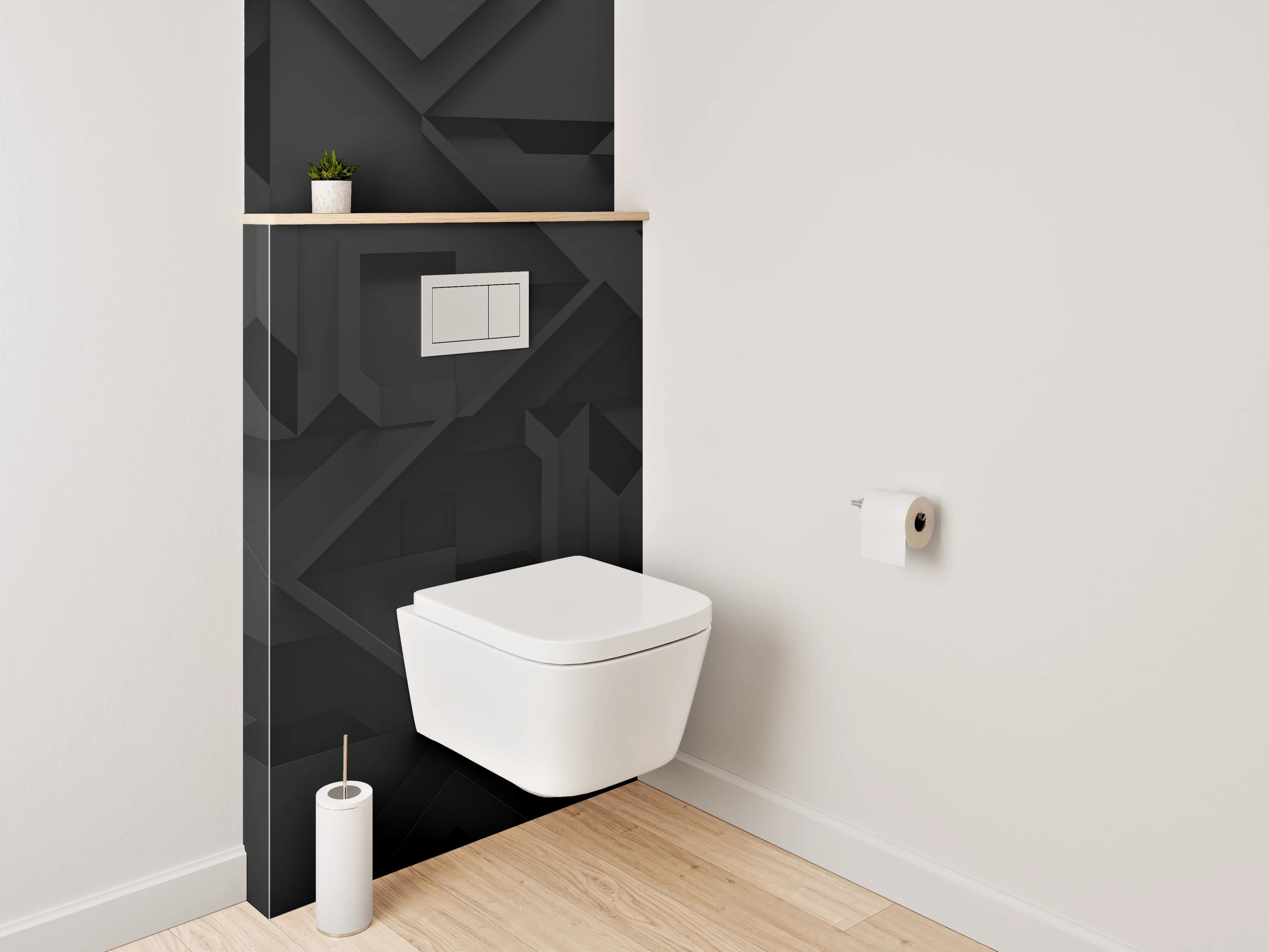 WC-Rückwand - Schwarze 3D-Design-Struktur