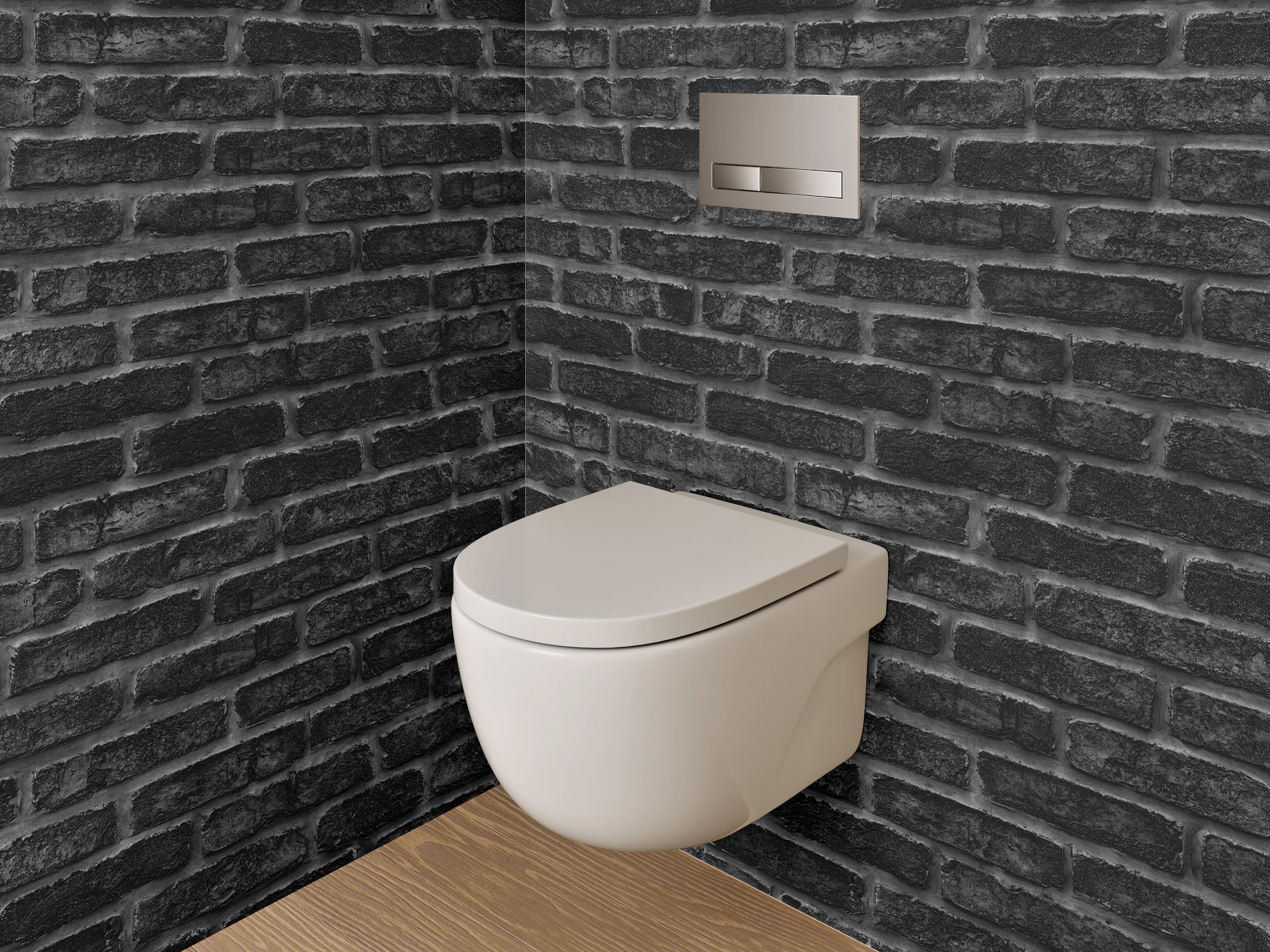 WC-Rückwand - Schwarze Backsteinmauer – Industrial Style