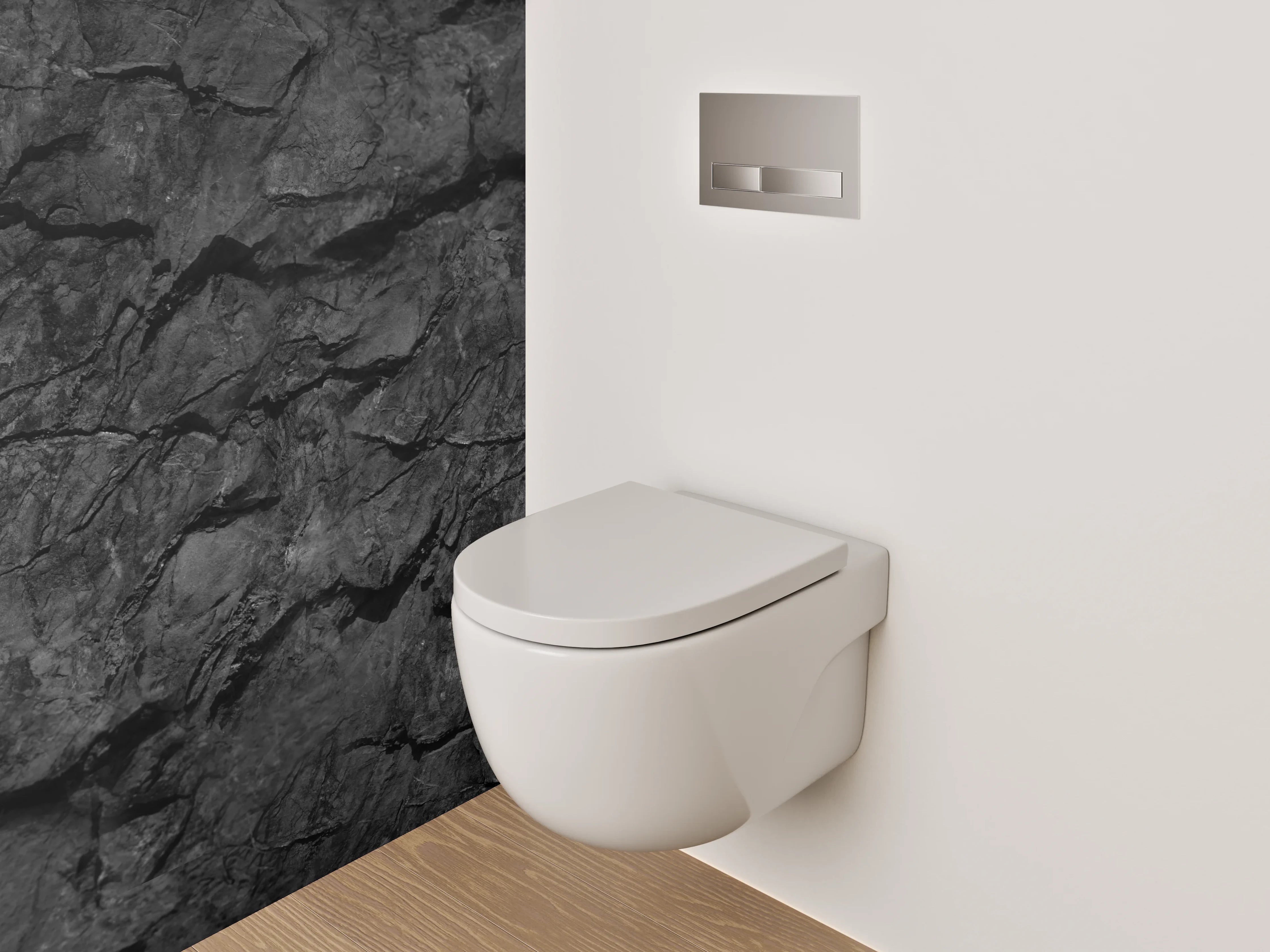WC-Rückwand - Schwarze Felsstruktur