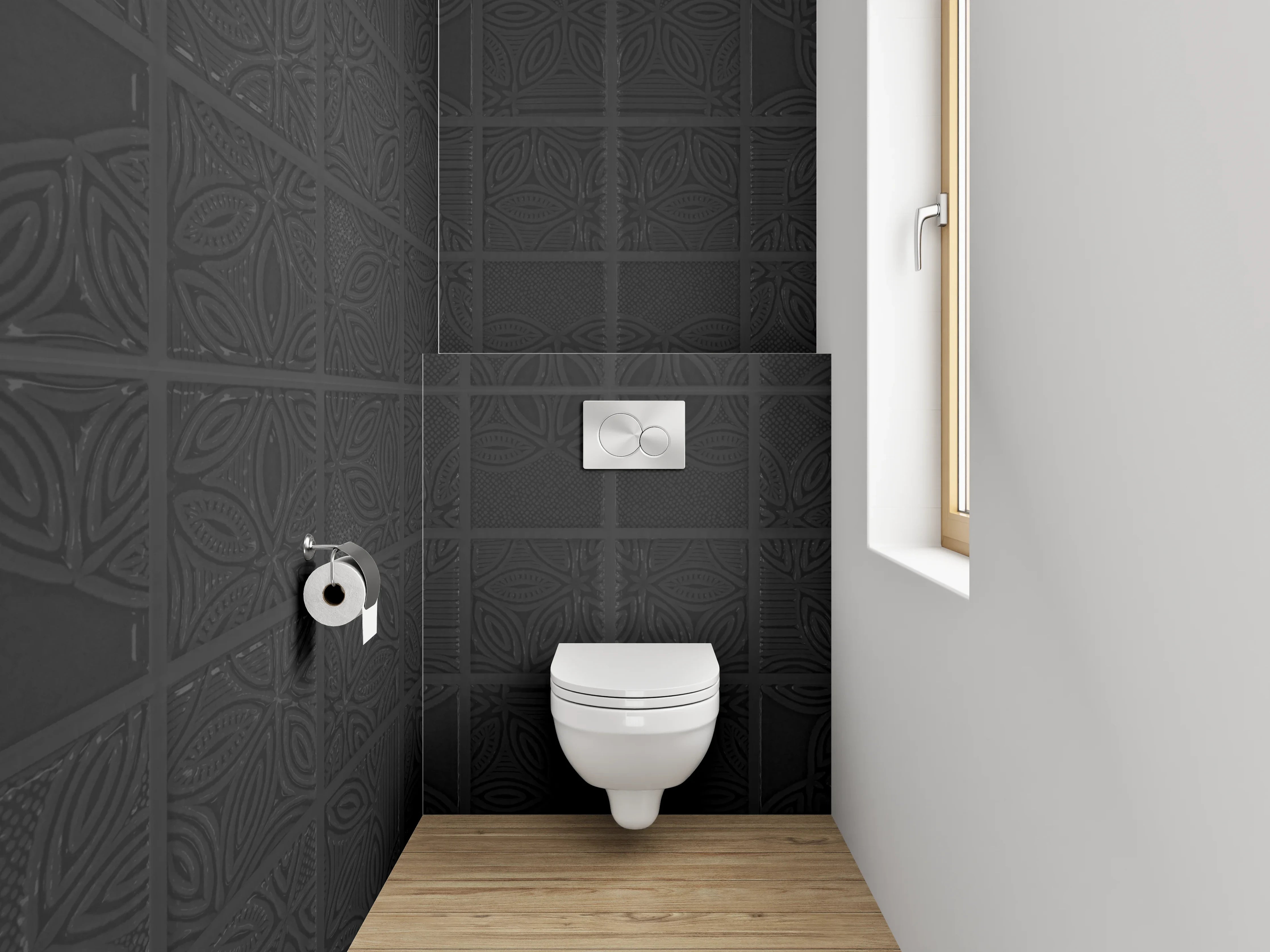 WC-Rückwand - Schwarze Fliesen Struktur