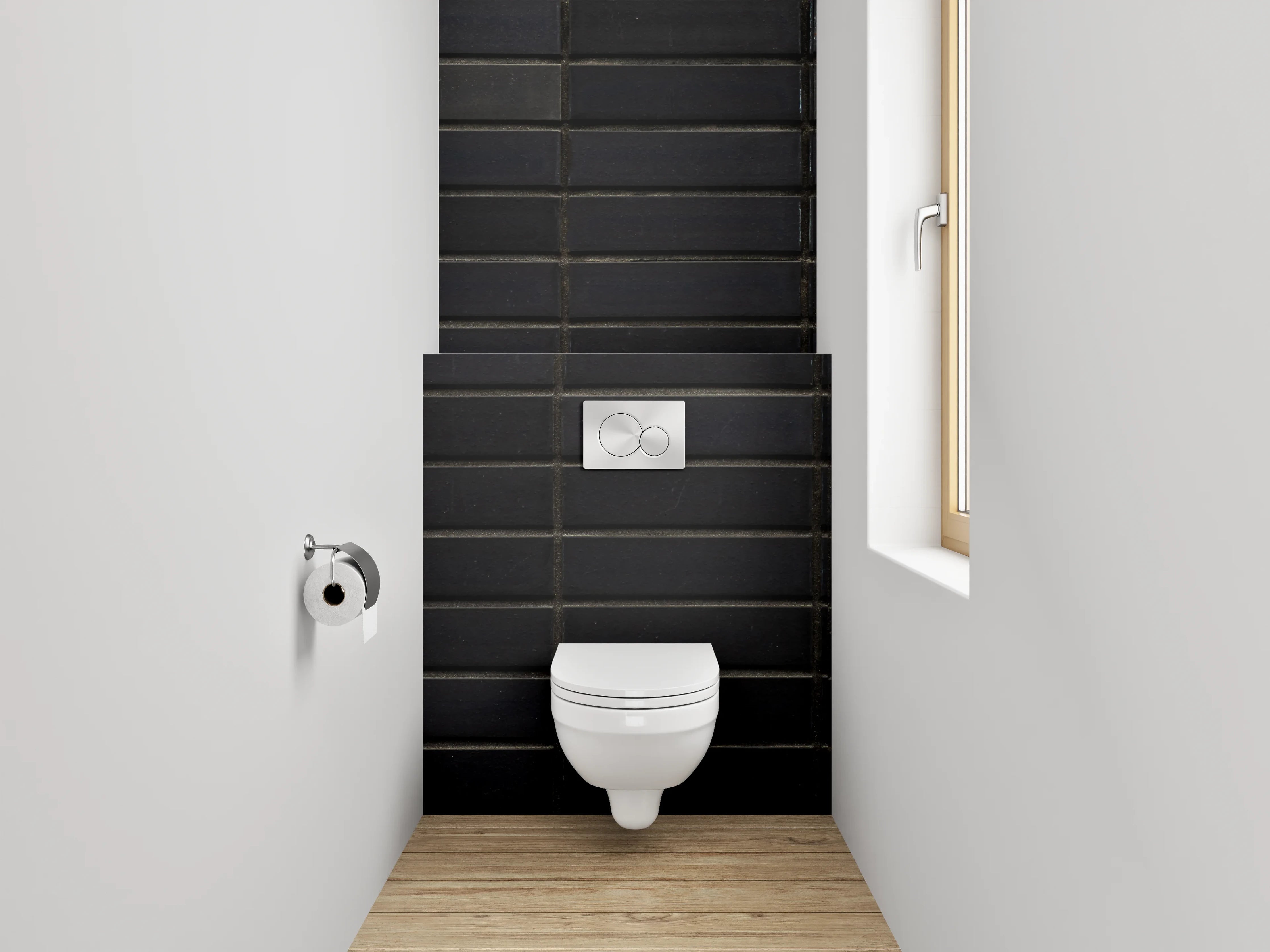 WC-Rückwand - Schwarze Fliesenmosaik Wanddekor