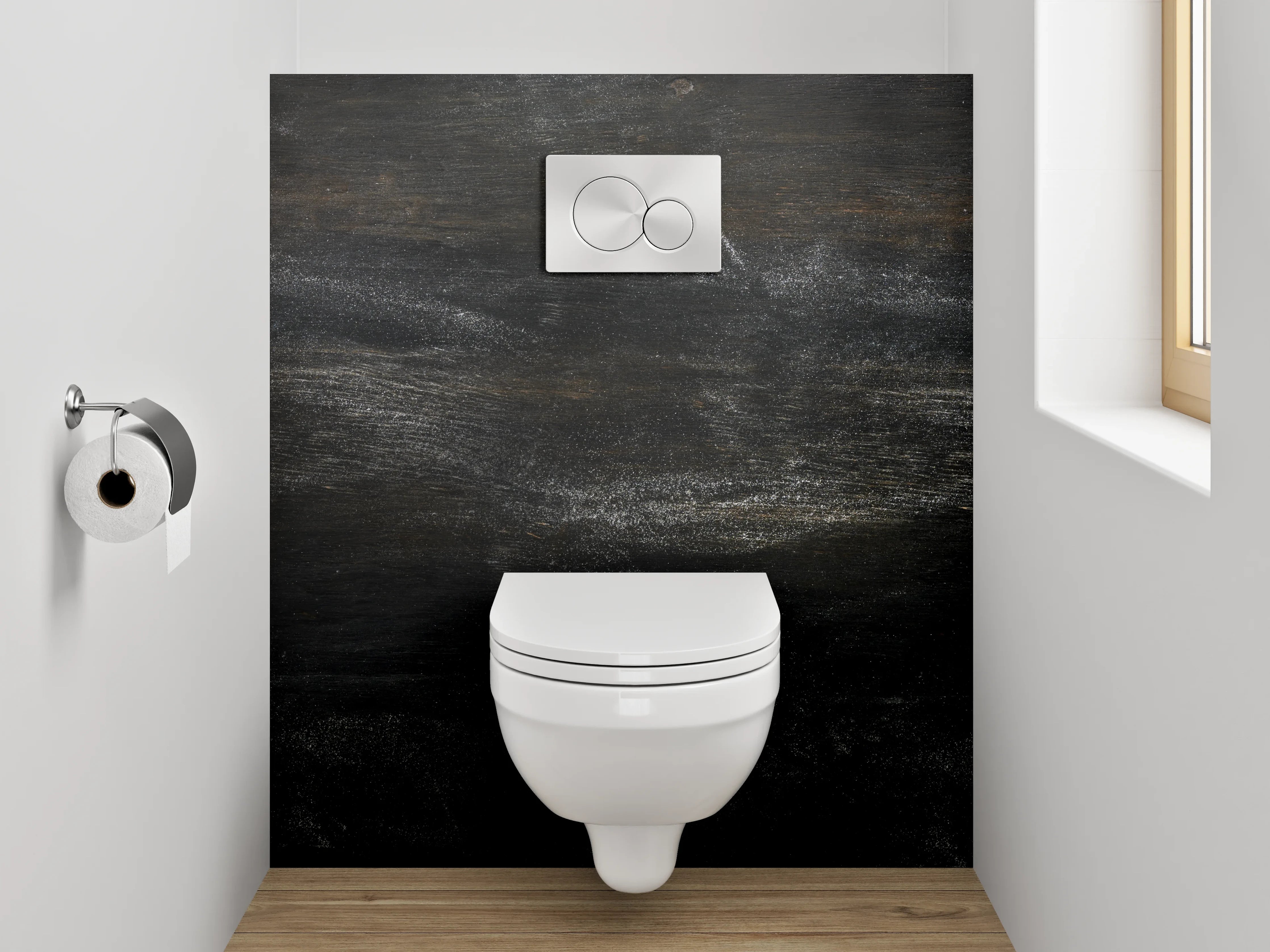 WC-Rückwand - Schwarze Kreidetafel Optik