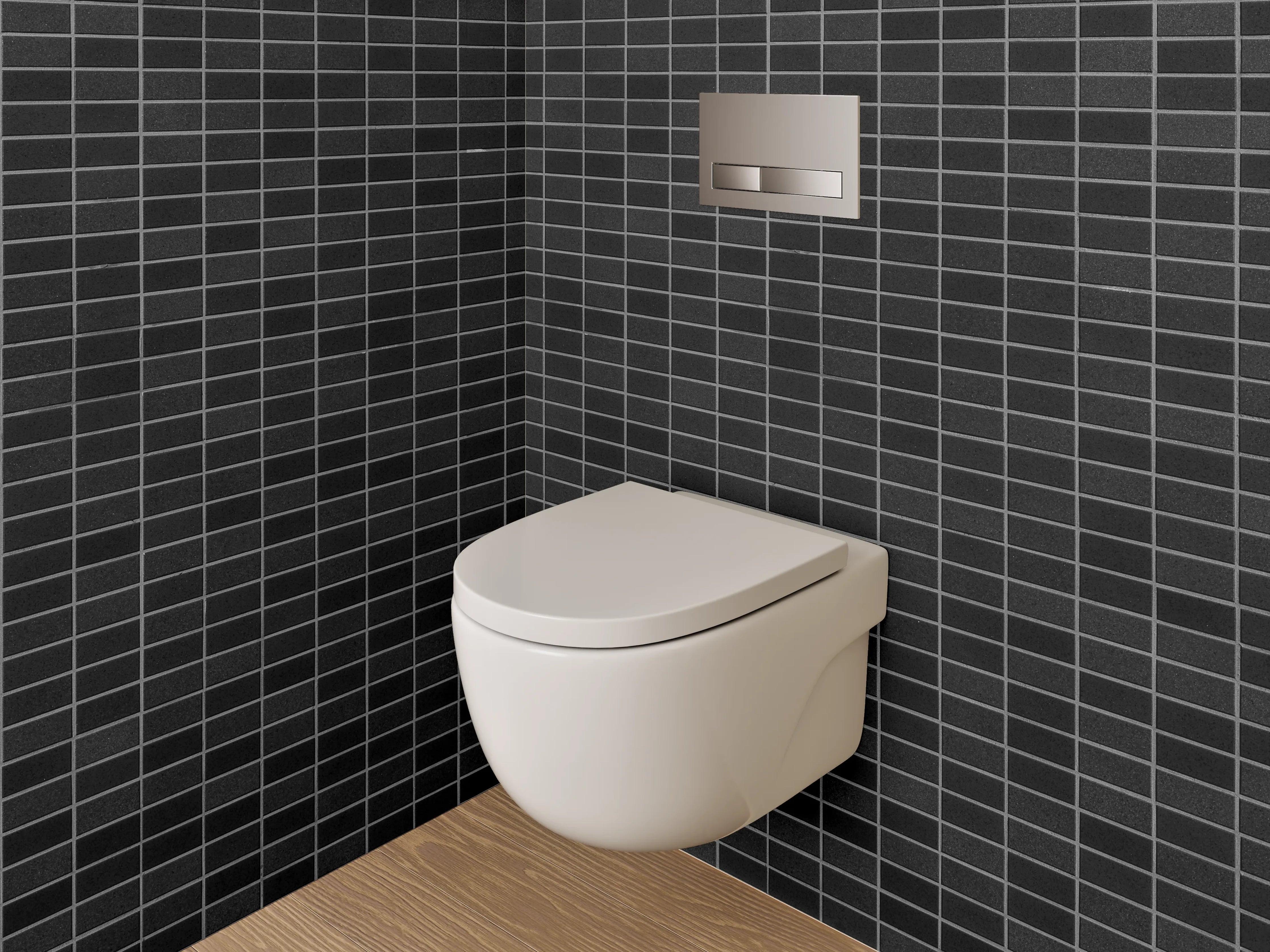 WC-Rückwand - Schwarze Mosaik Fliesenoptik modern
