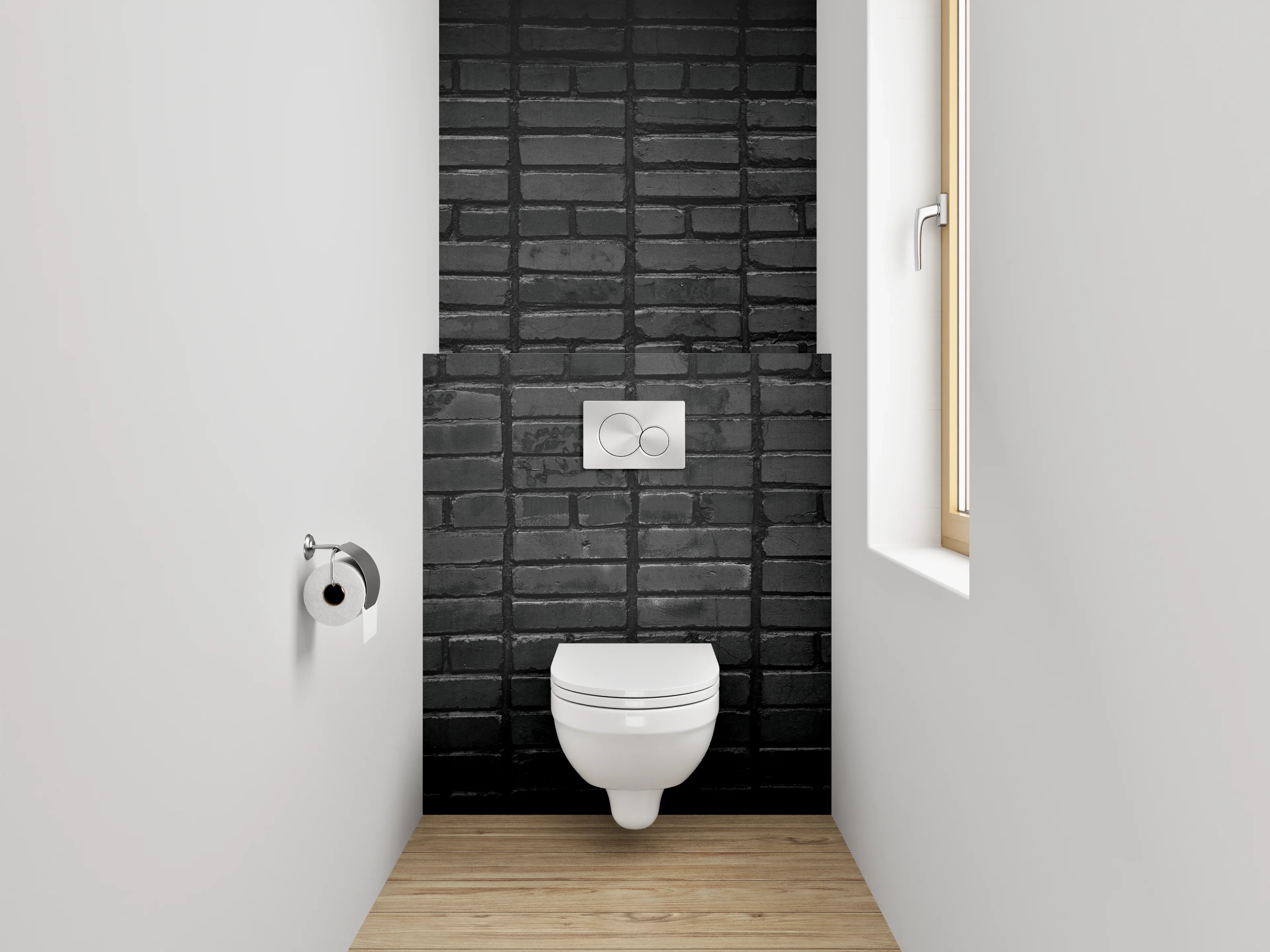 WC-Rückwand - Schwarze Mosaikfliesen Struktur
