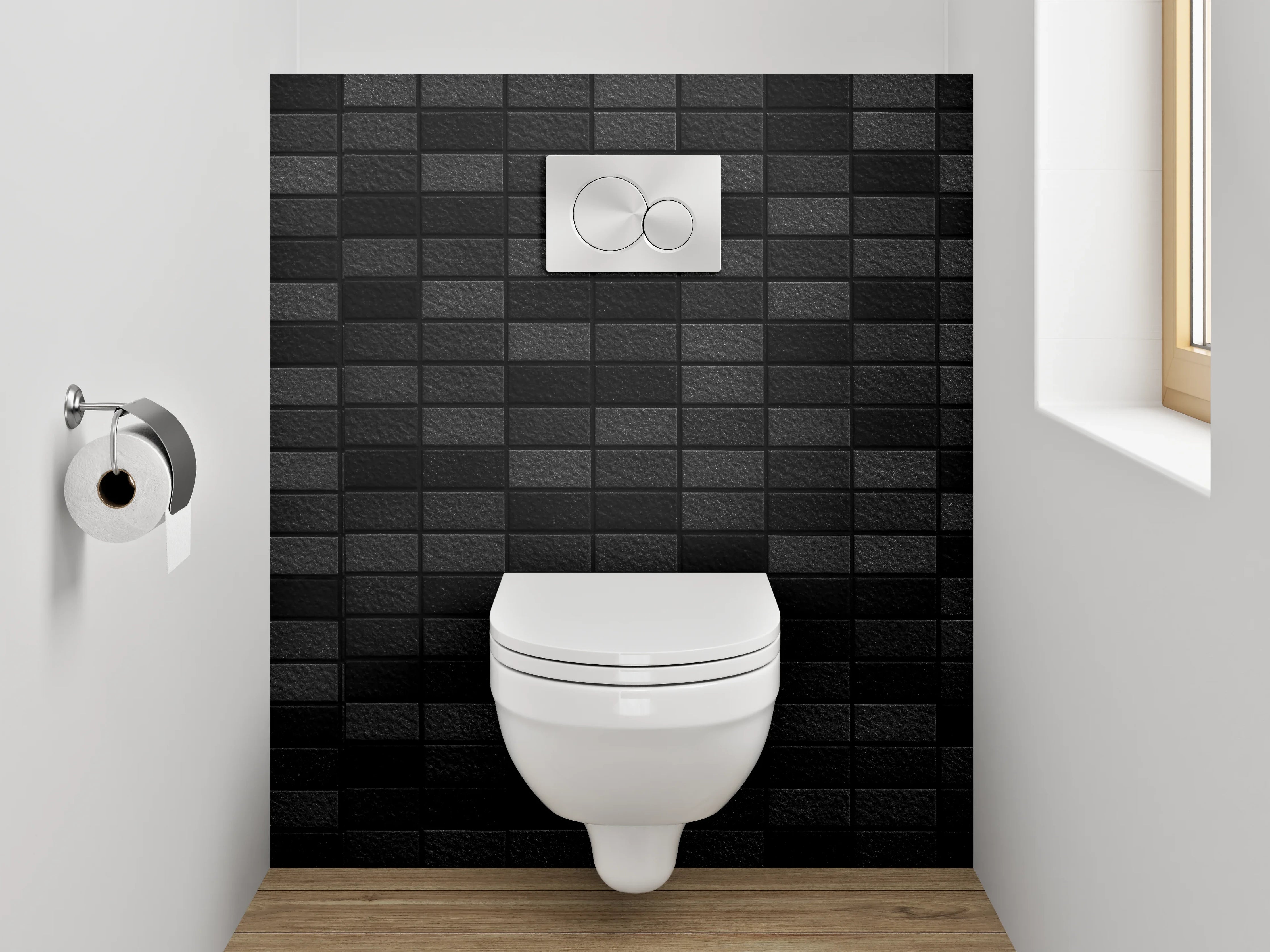 WC-Rückwand - Schwarze Mosaikfliesen für moderne Räume
