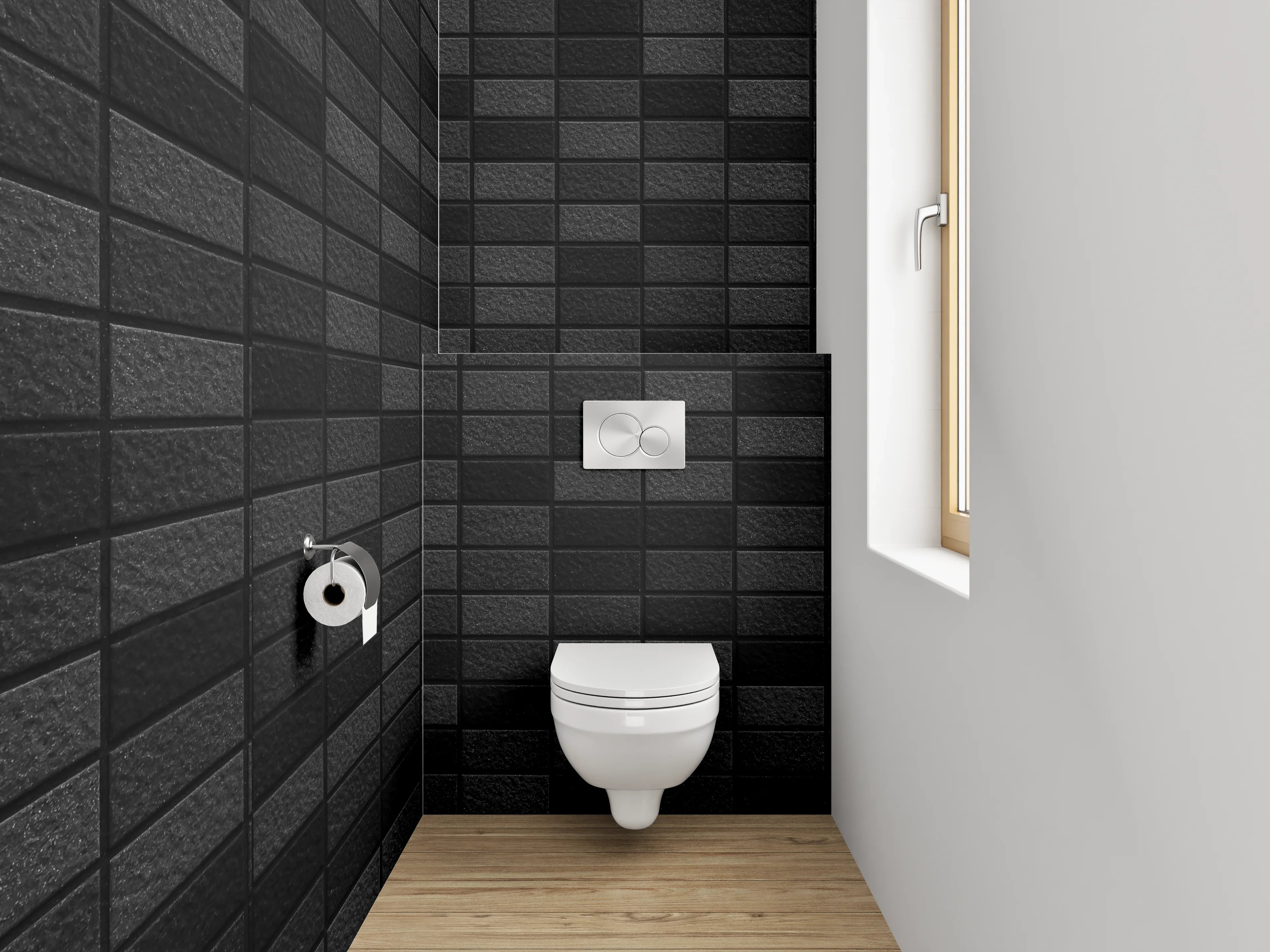 WC-Rückwand - Schwarze Mosaikfliesen für moderne Räume