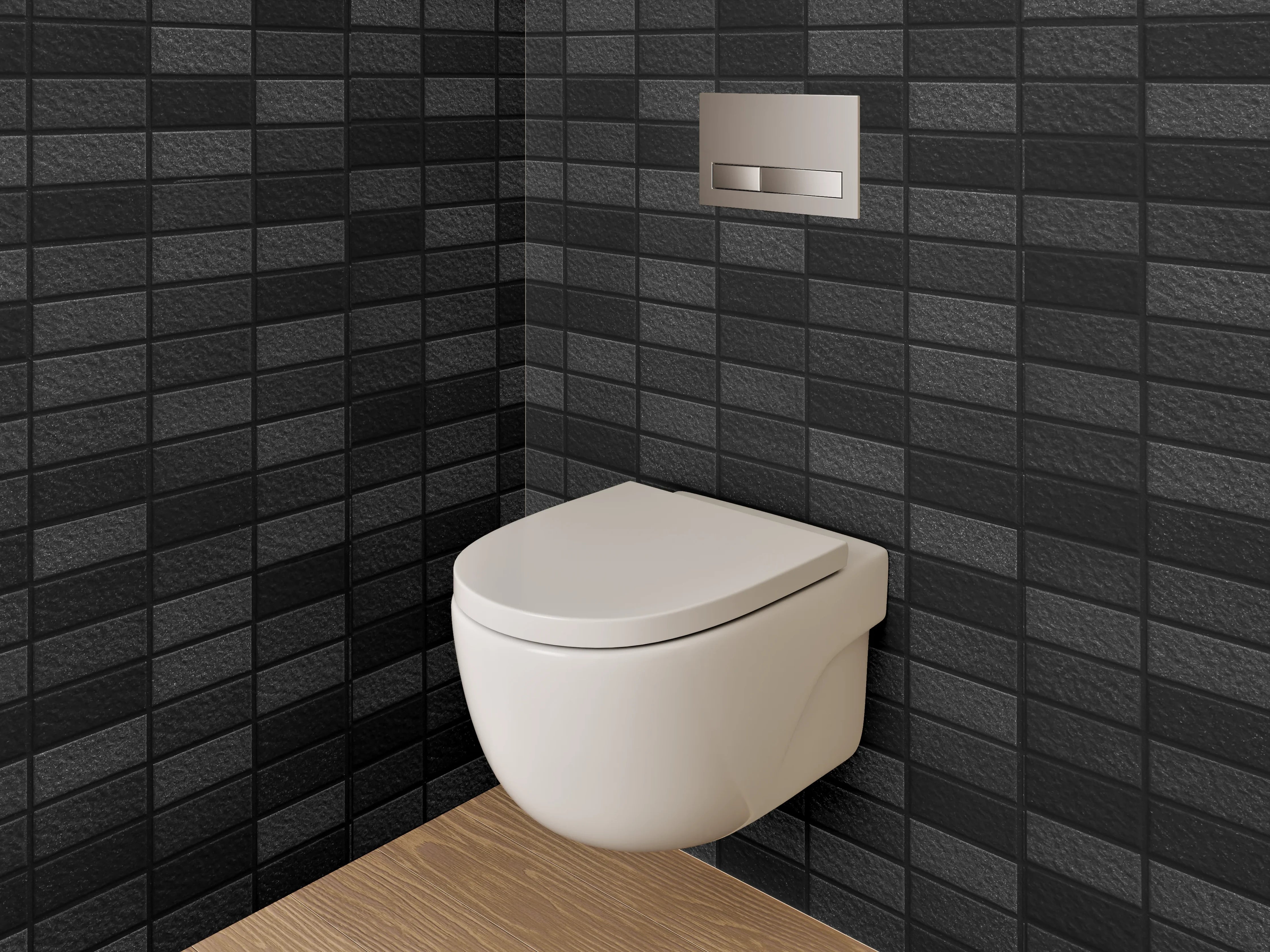 WC-Rückwand - Schwarze Mosaikfliesen für moderne Räume