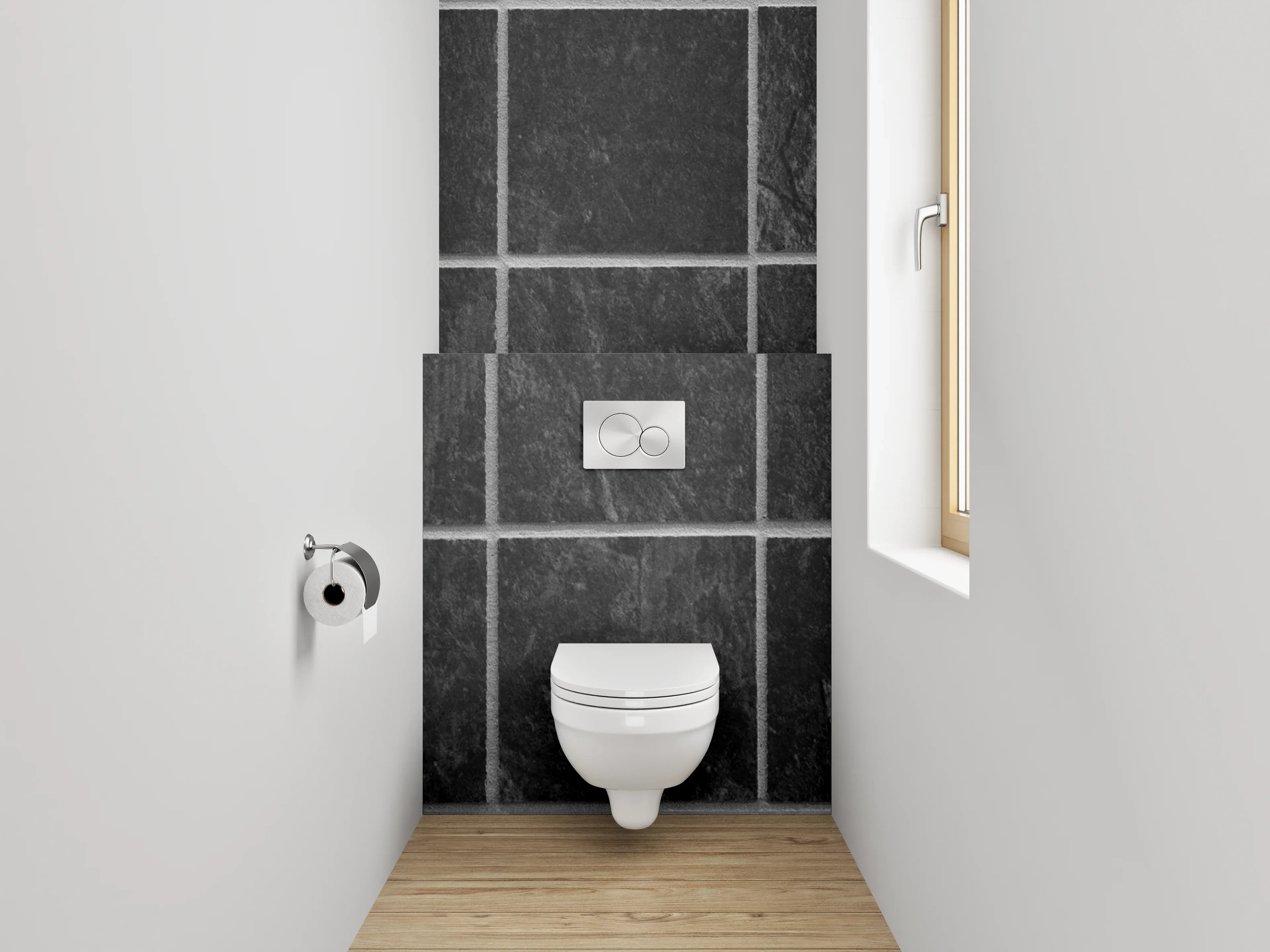 WC-Rückwand - Schwarze Schiefer Mosaikfliesen