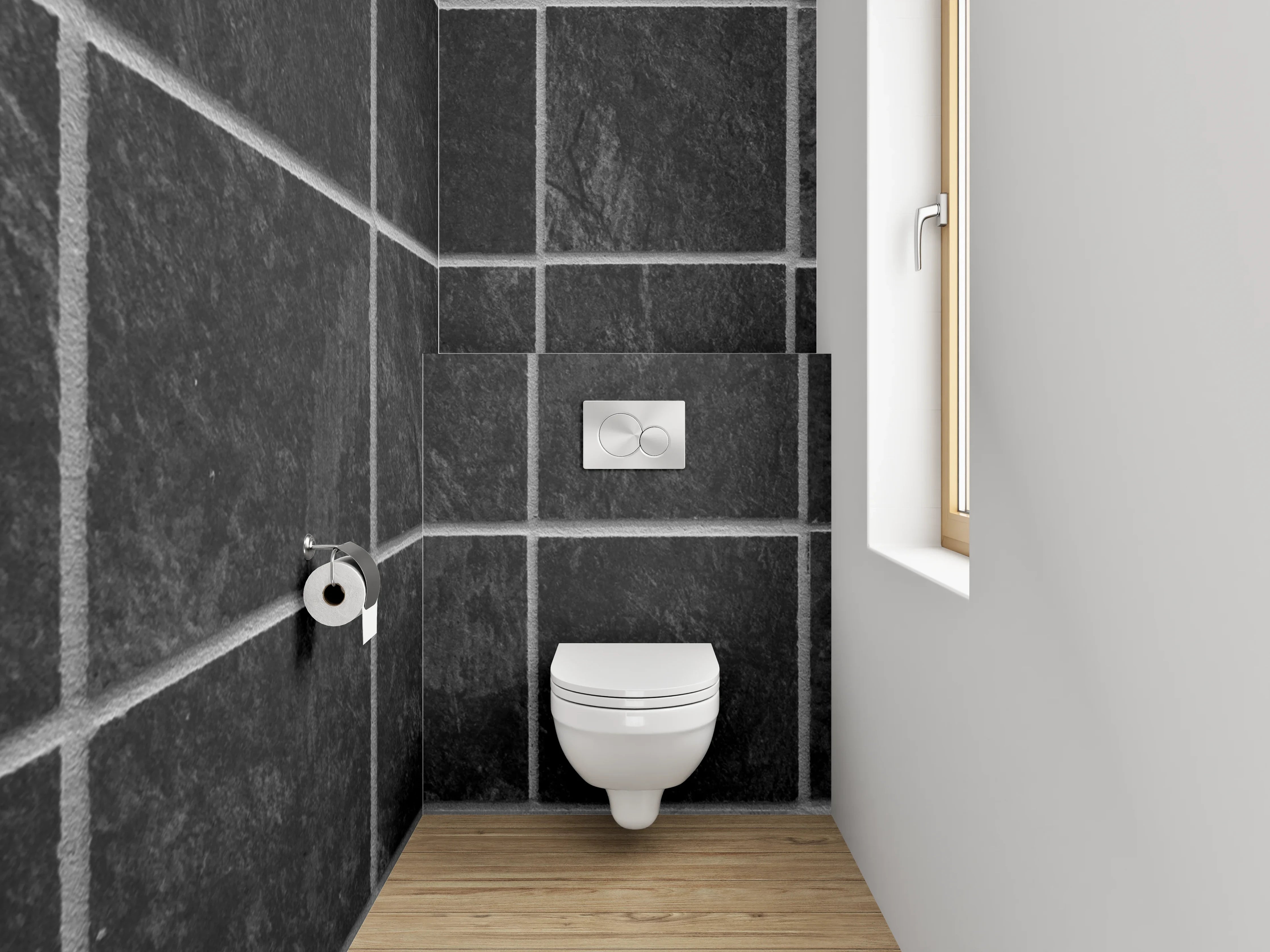 WC-Rückwand - Schwarze Schiefer Mosaikfliesen