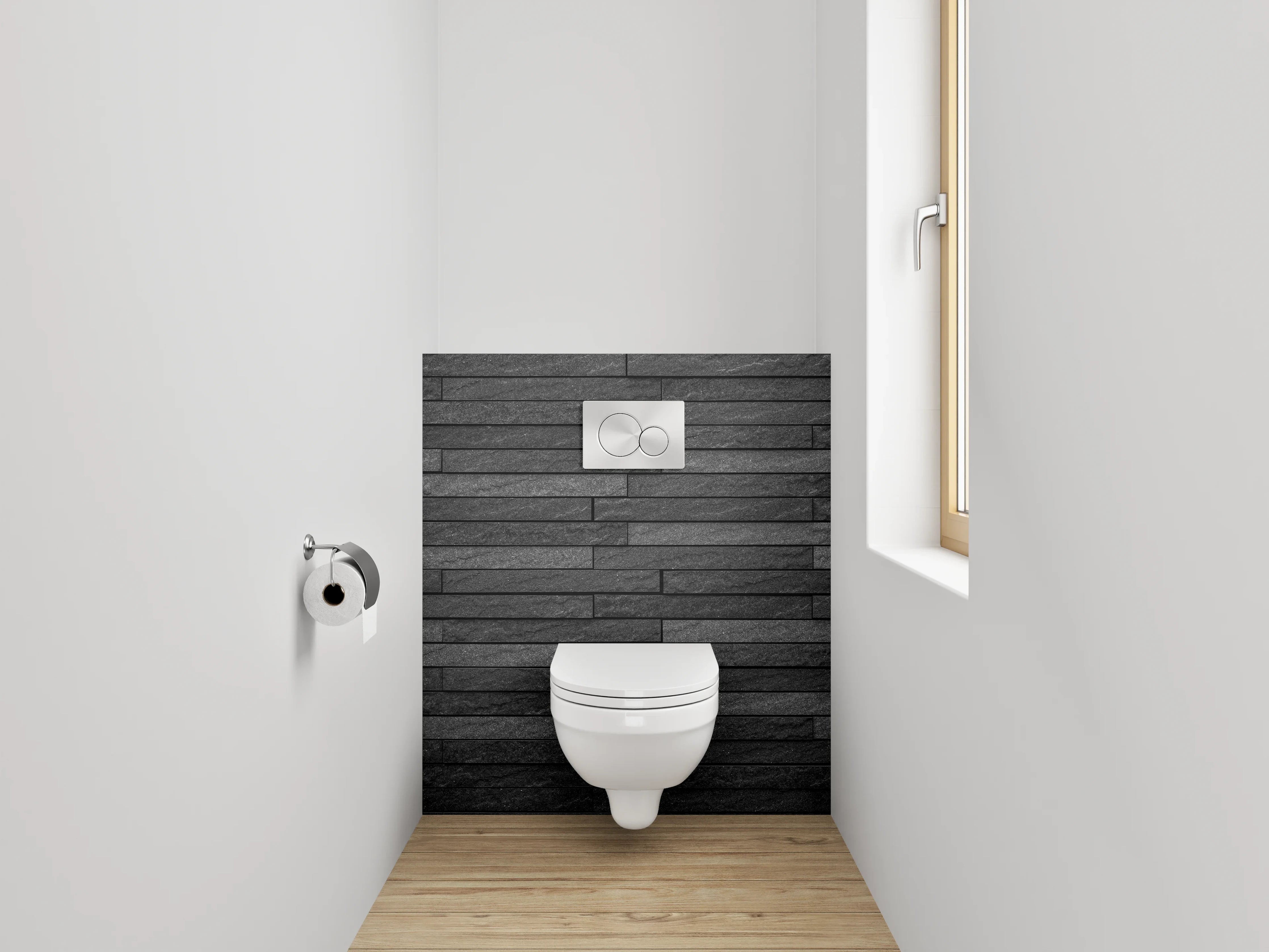 WC-Rückwand - Schwarze Schiefer-Optik Fliesenwand