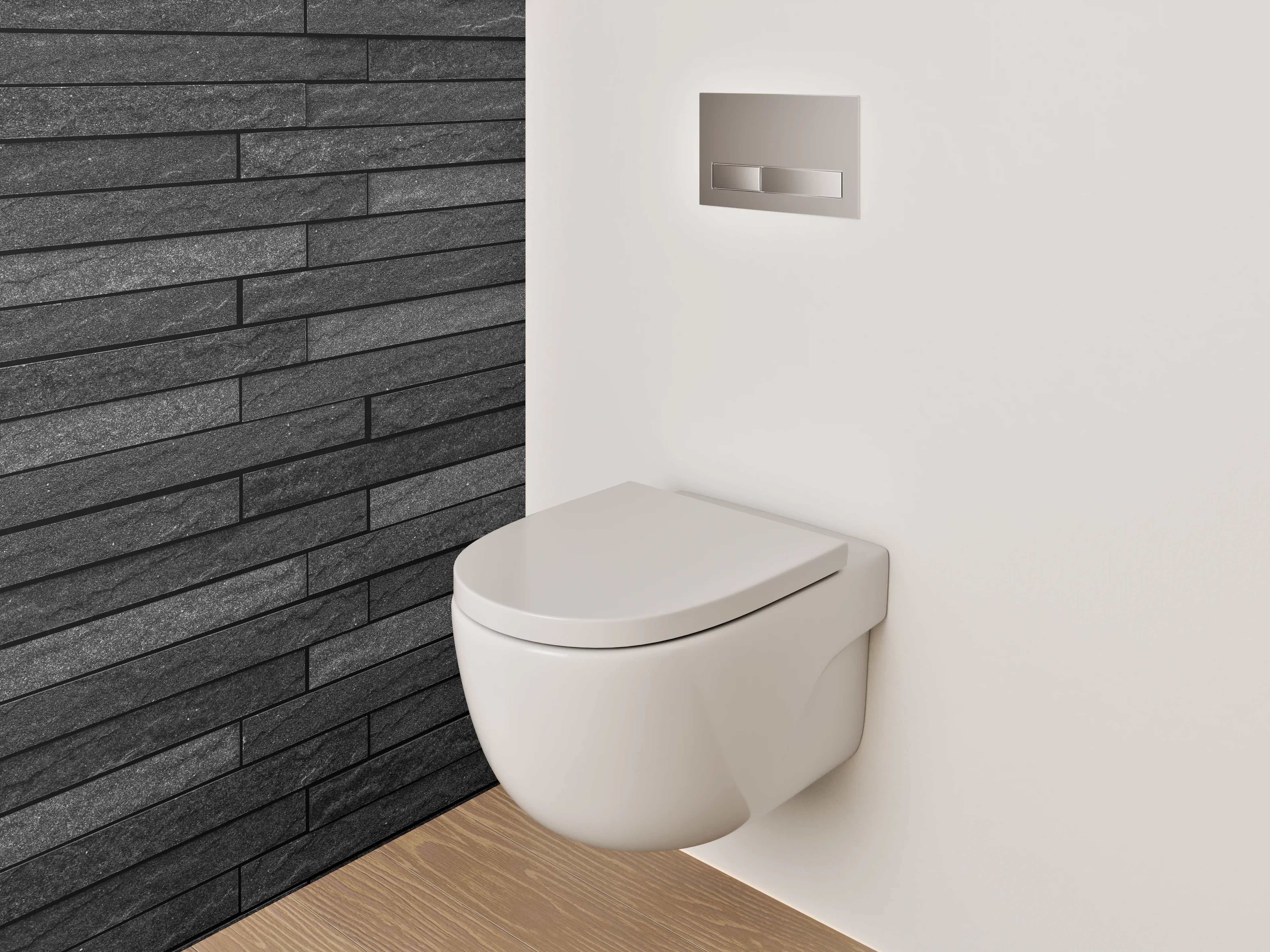 WC-Rückwand - Schwarze Schiefer-Optik Fliesenwand
