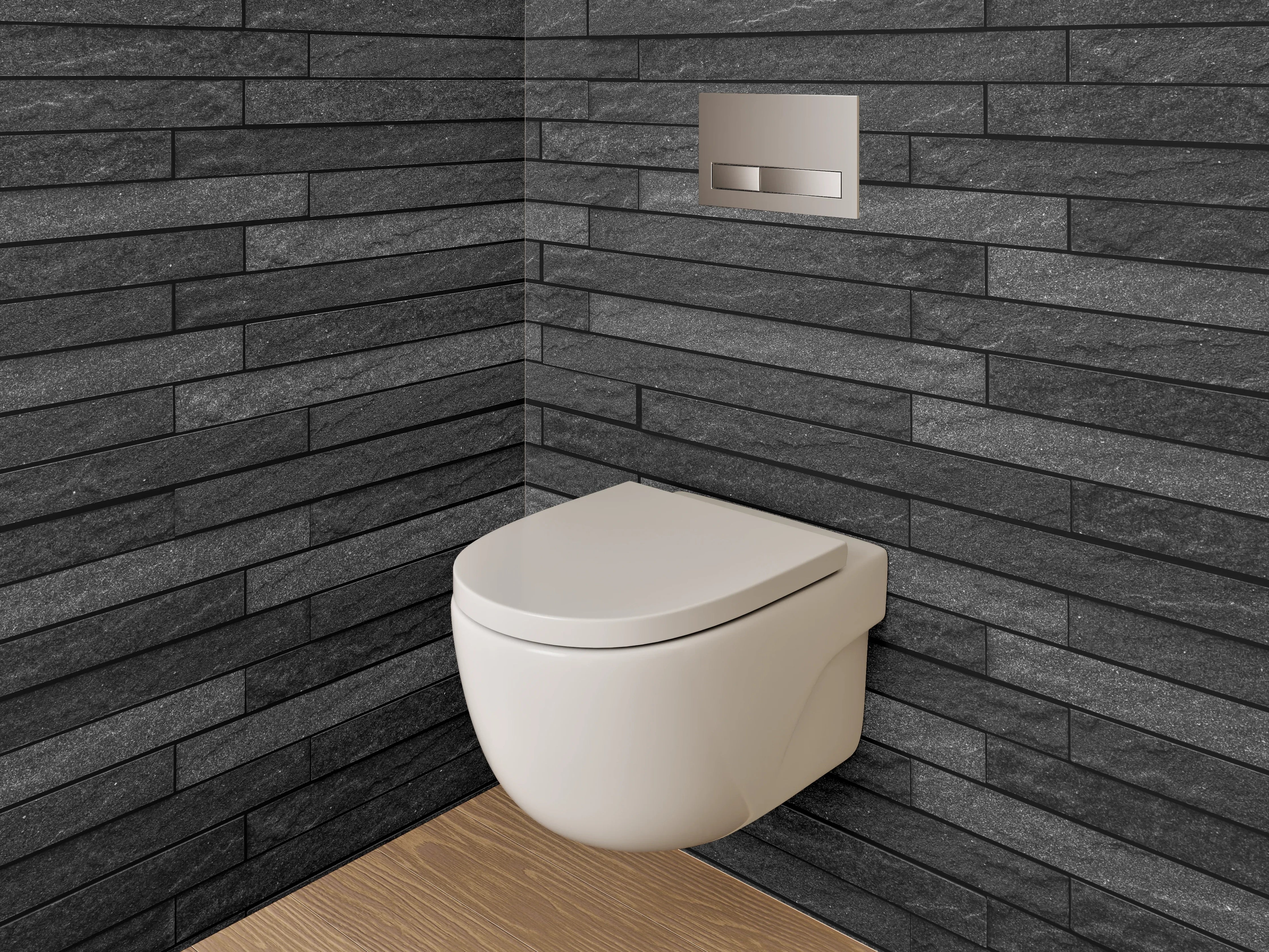 WC-Rückwand - Schwarze Schiefer-Optik Fliesenwand