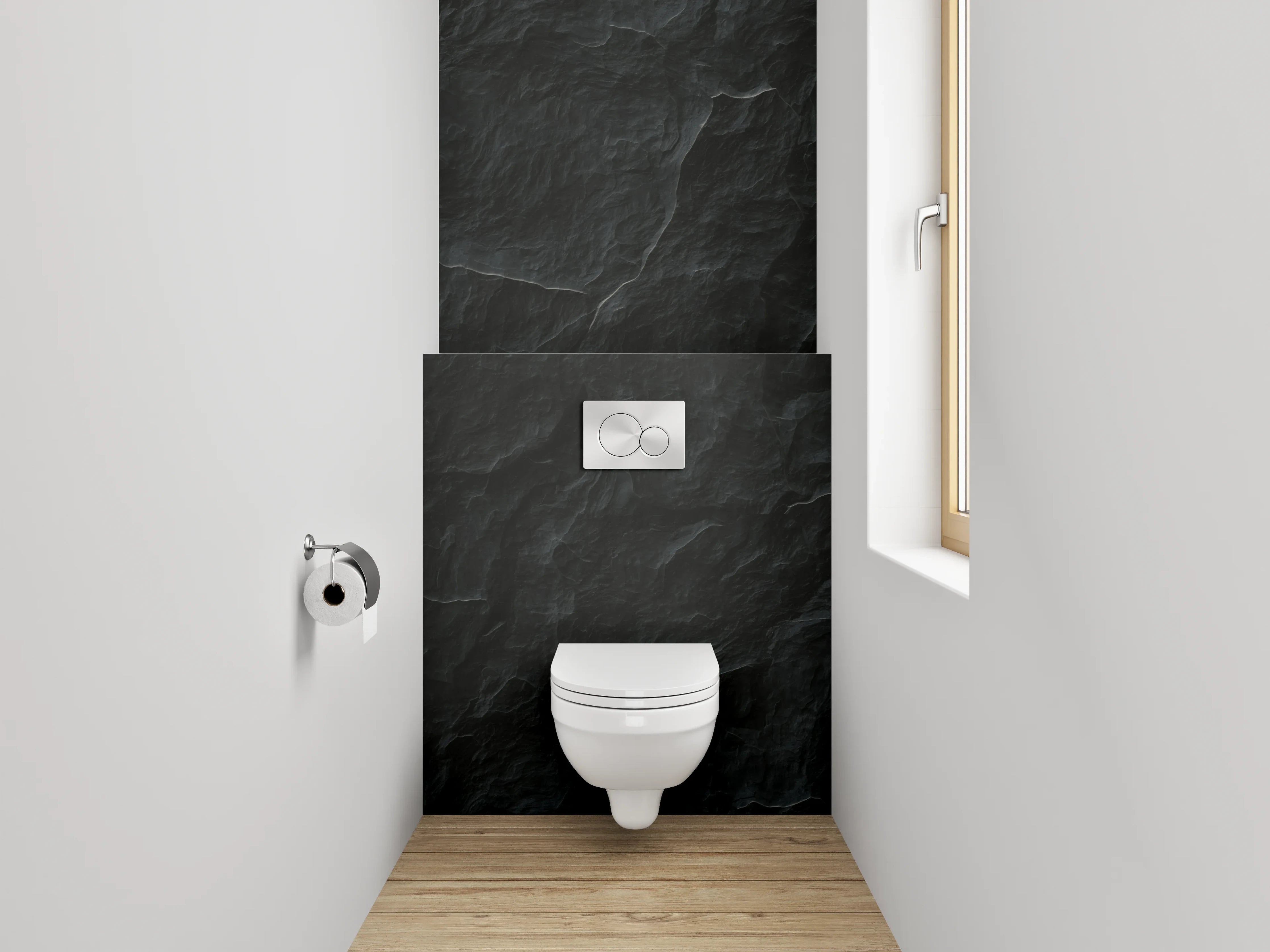 WC-Rückwand - Schwarze Schieferstruktur – Elegantes Wandbild