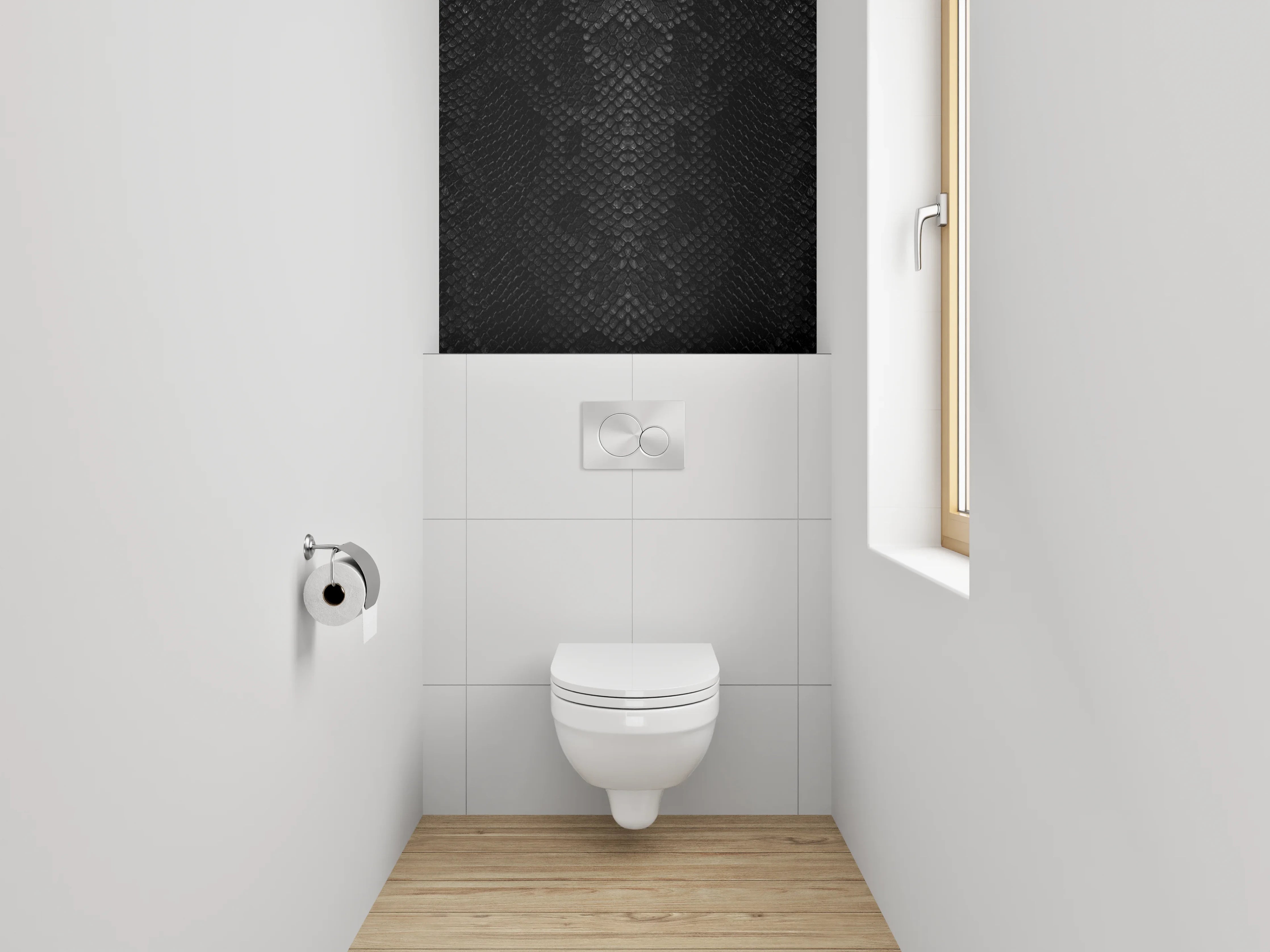 WC-Rückwand - Schwarze Schuppen Struktur